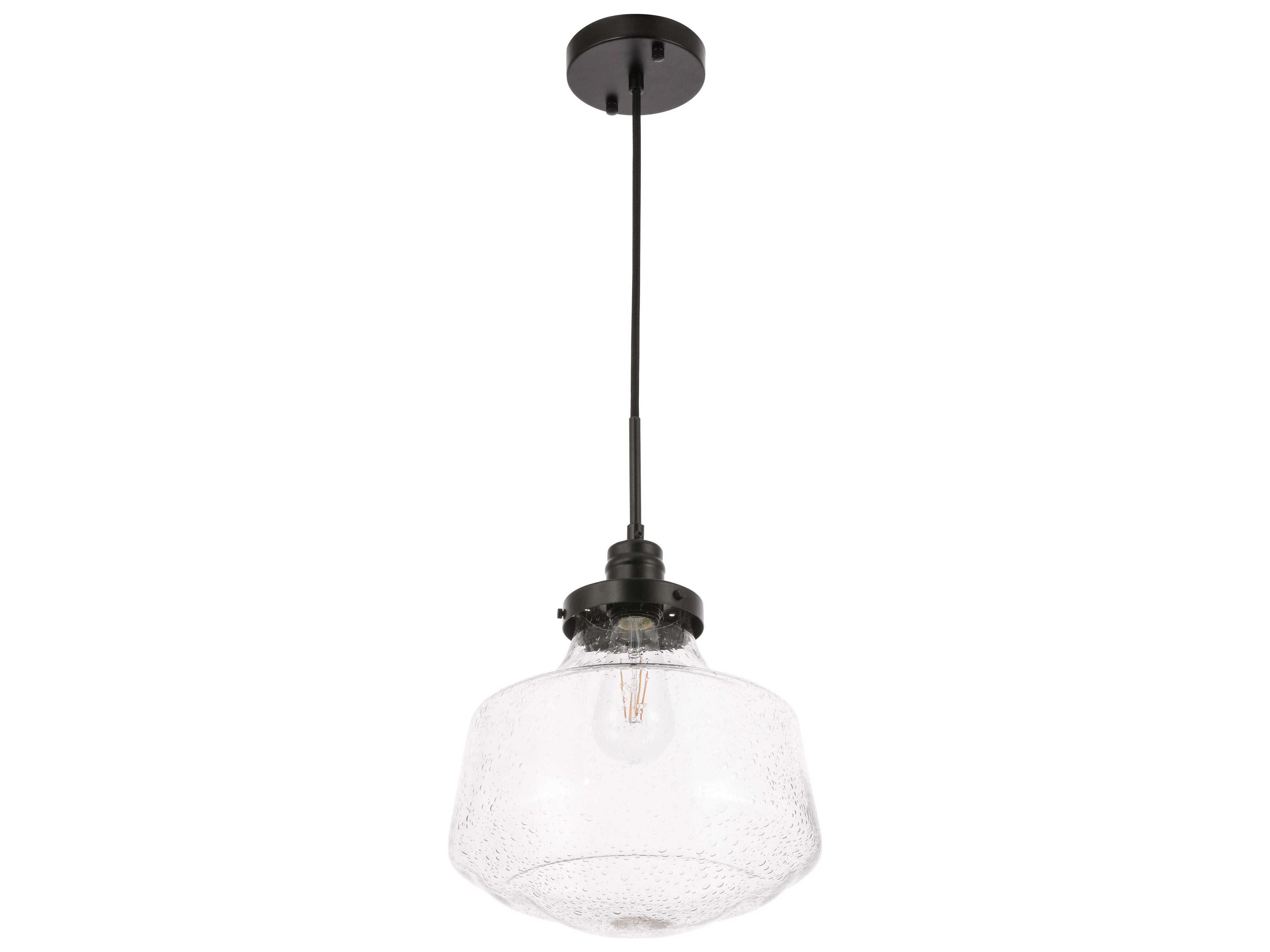 Elegant Lighting Lyle 1-Light Black Glass Mini Pendant