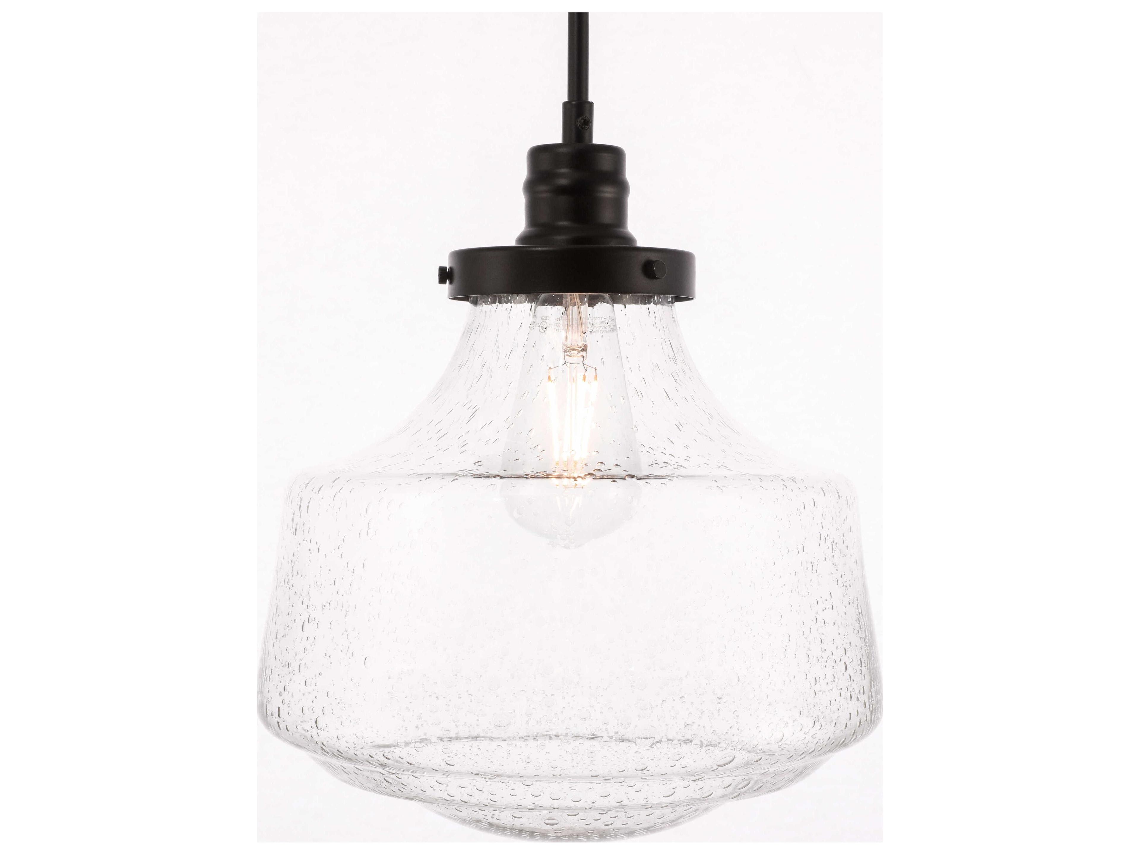 Elegant Lighting Lyle 1-Light Black Glass Mini Pendant