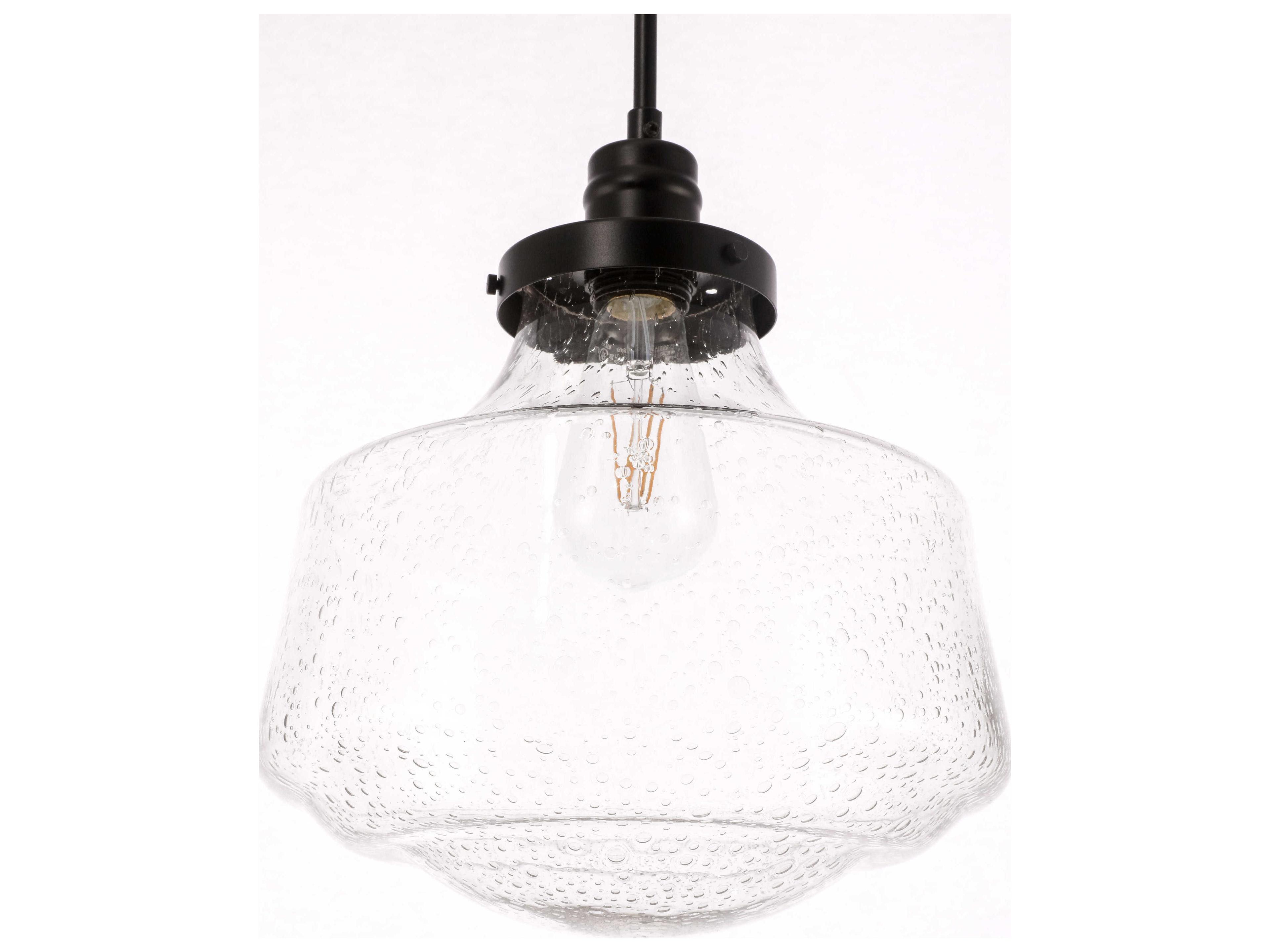 Elegant Lighting Lyle 1-Light Black Glass Mini Pendant