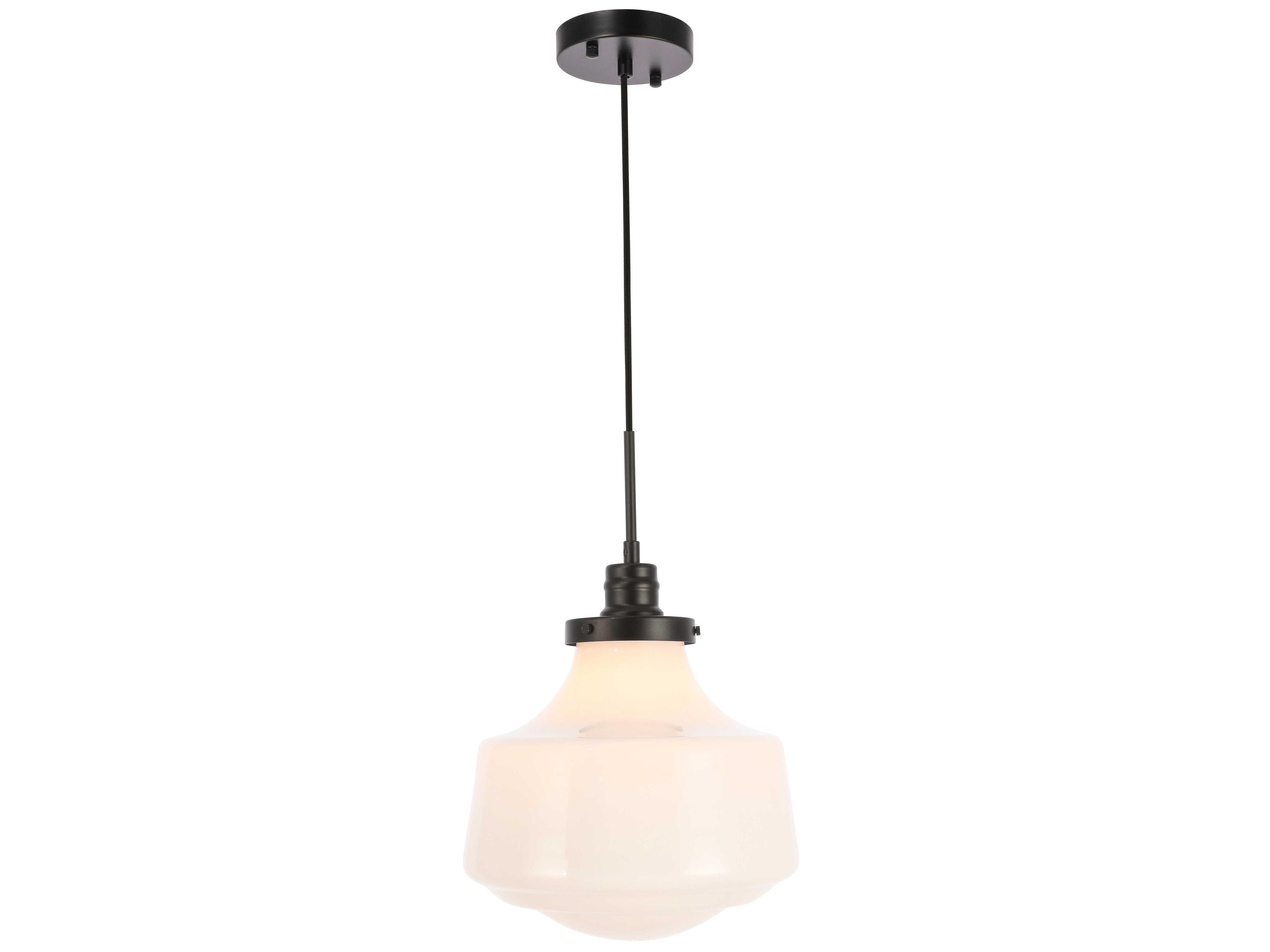Elegant Lighting Lyle 1-Light Black Glass Mini Pendant