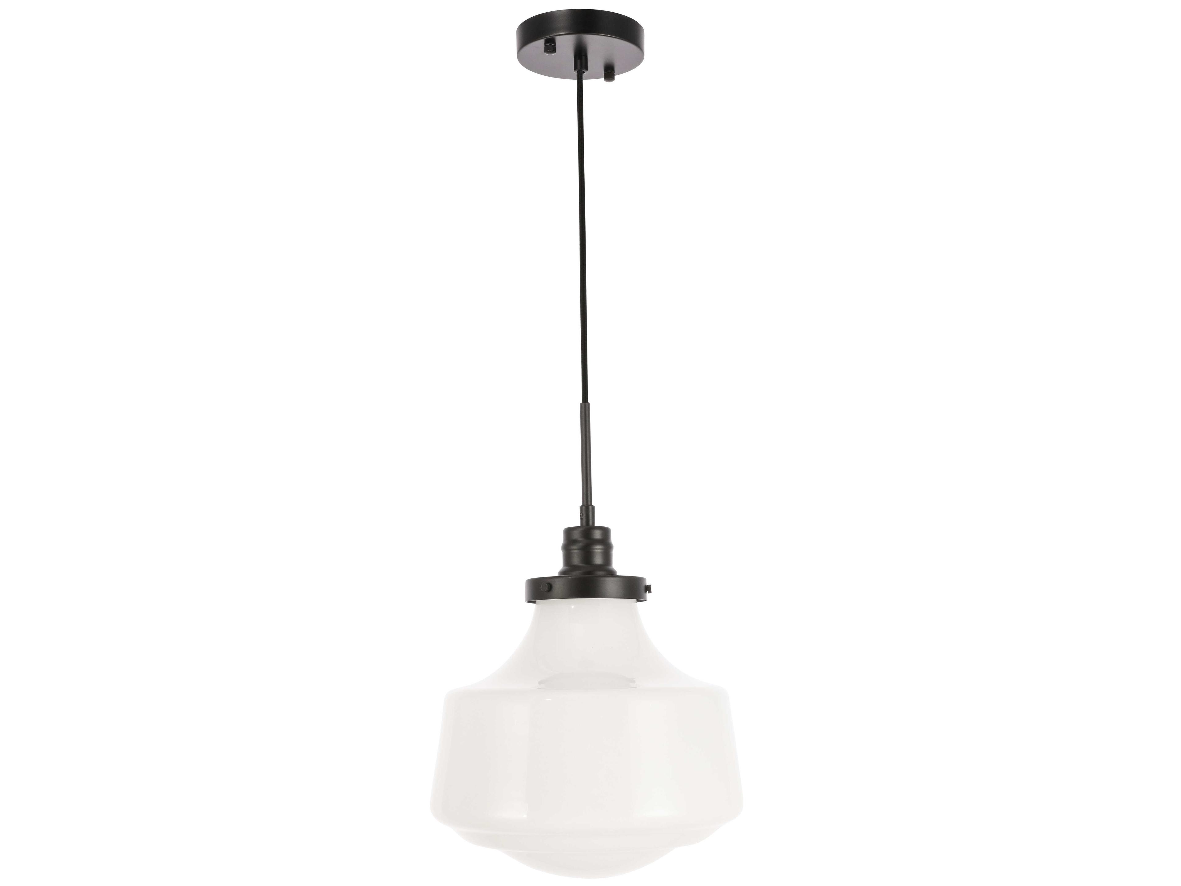 Elegant Lighting Lyle 1-Light Black Glass Mini Pendant