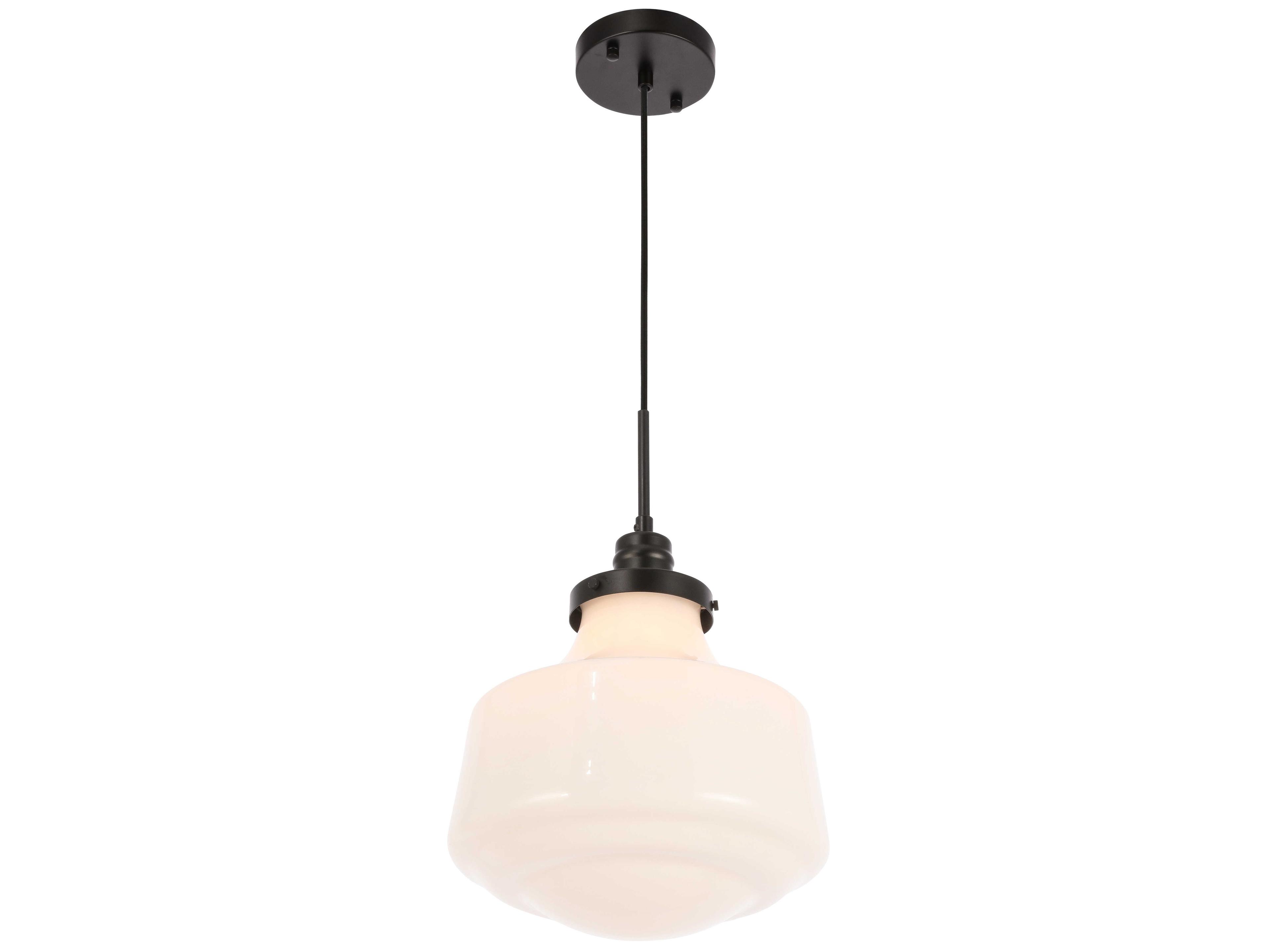Elegant Lighting Lyle 1-Light Black Glass Mini Pendant