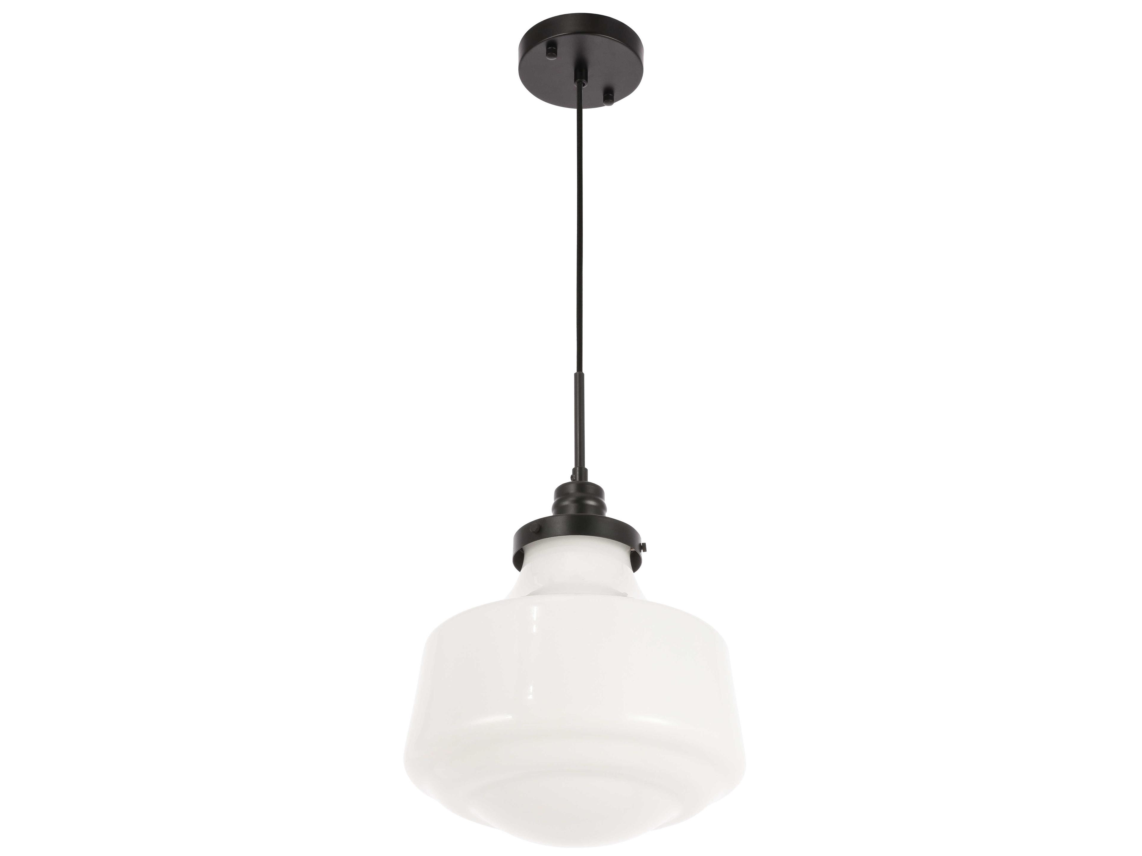 Elegant Lighting Lyle 1-Light Black Glass Mini Pendant