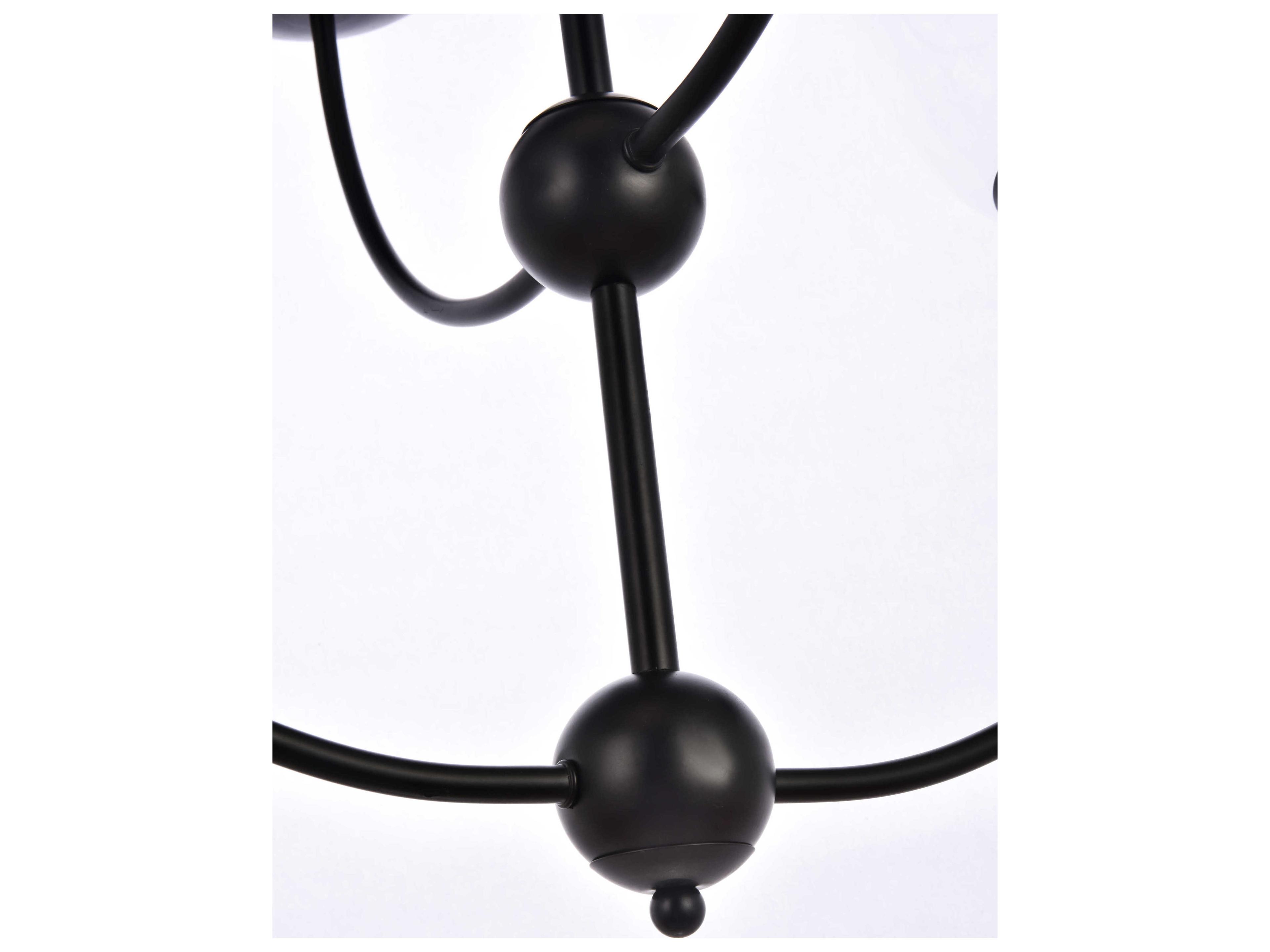 Elegant Lighting Lennon 4-Light Black And Clear Glass Globe Tiered Chandelier