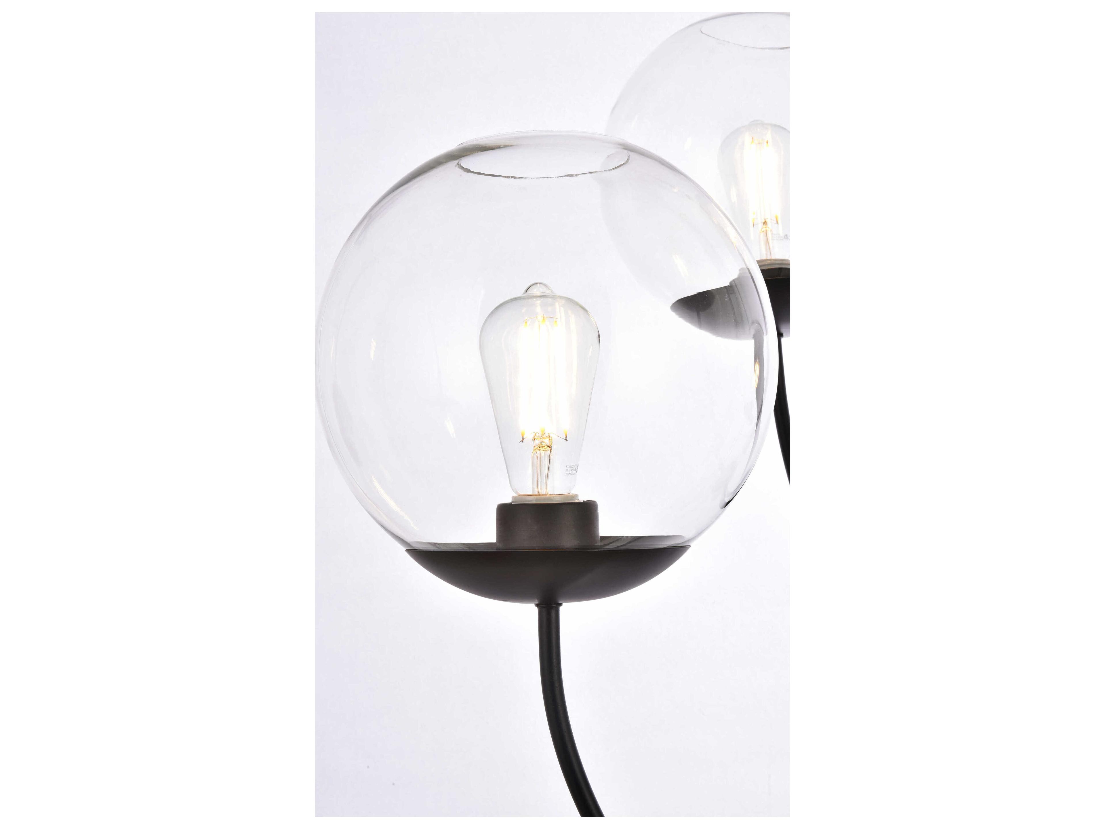 Elegant Lighting Lennon 4-Light Black And Clear Glass Globe Tiered Chandelier