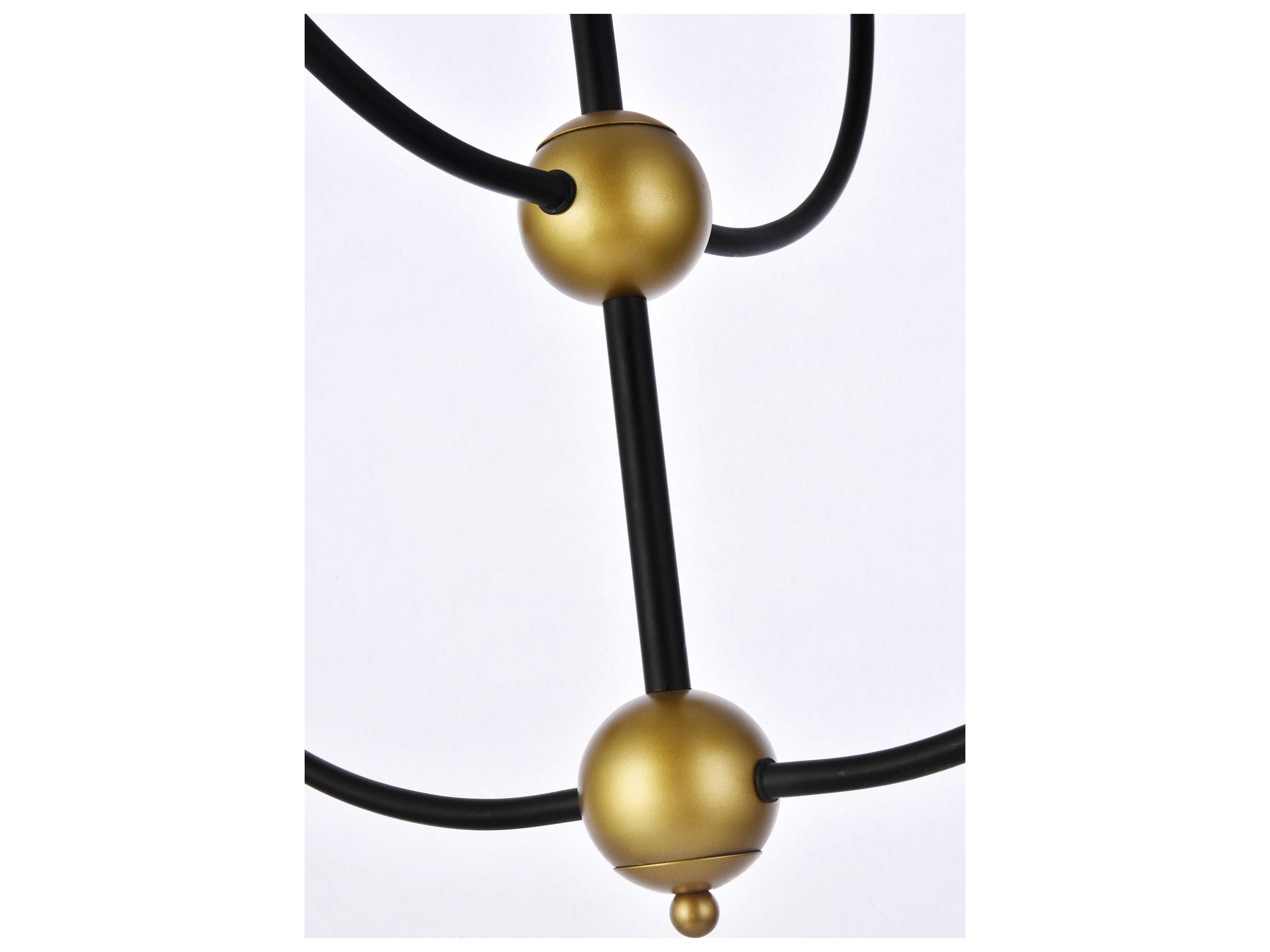 Elegant Lighting Lennon 4-Light Black And Brass Clear Glass Globe Chandelier