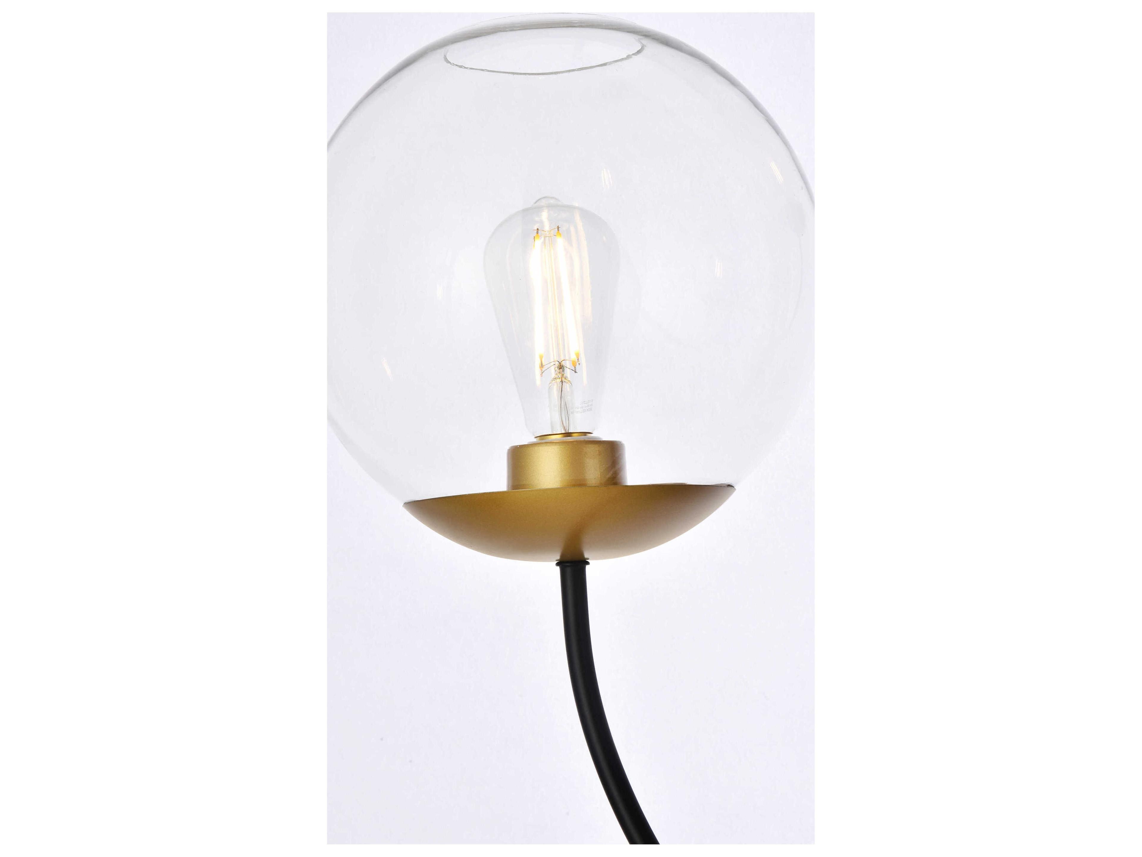 Elegant Lighting Lennon 4-Light Black And Brass Clear Glass Globe Chandelier