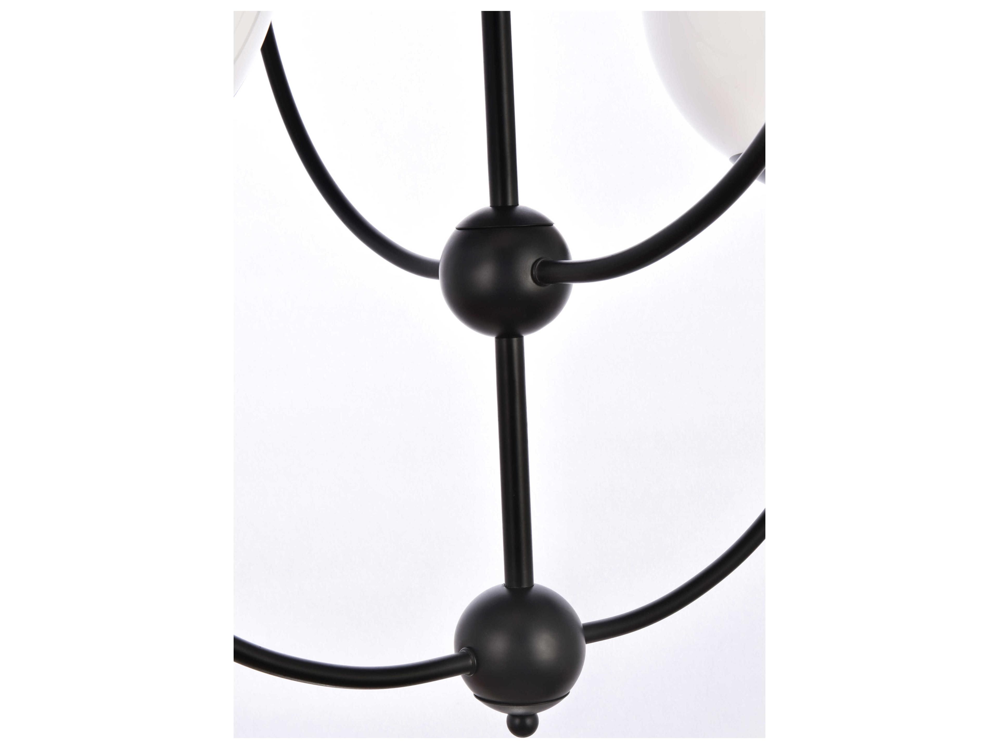 Elegant Lighting Lennon 4-Light Black And White Glass Globe Tiered Chandelier