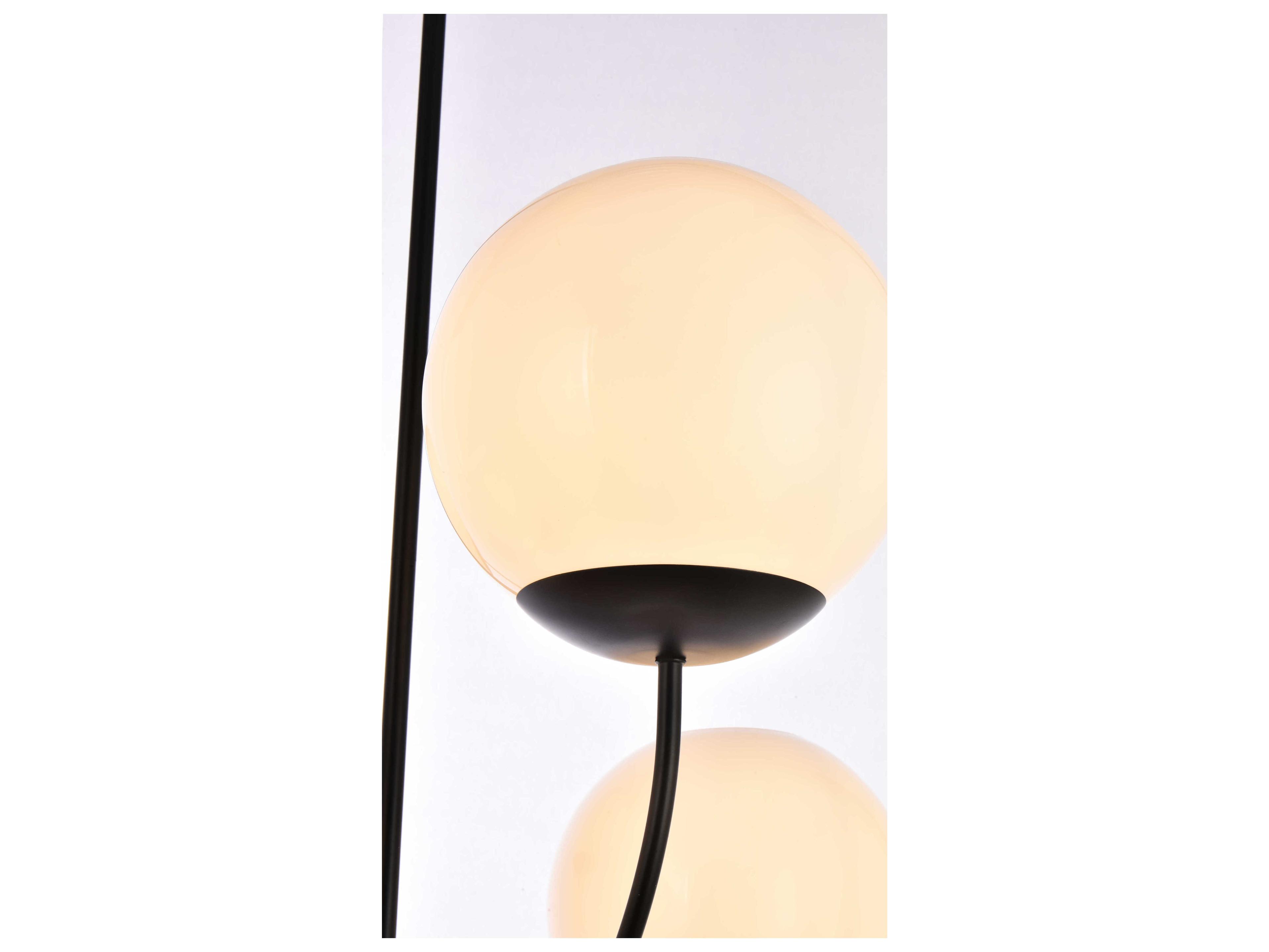 Elegant Lighting Lennon 4-Light Black And White Glass Globe Tiered Chandelier