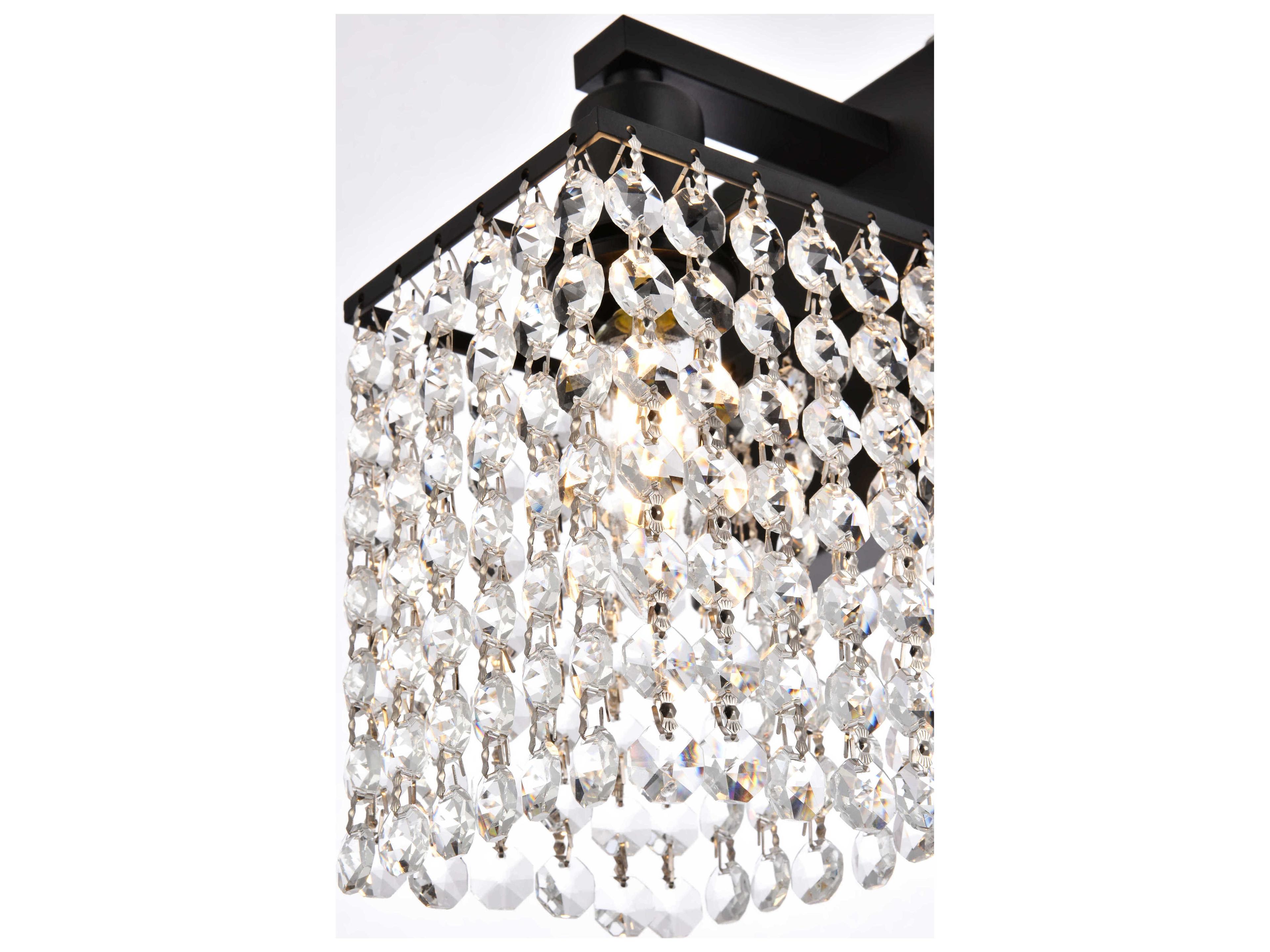 Elegant Lighting Phineas 1-Light Black And Clear Crystal Wall Sconce