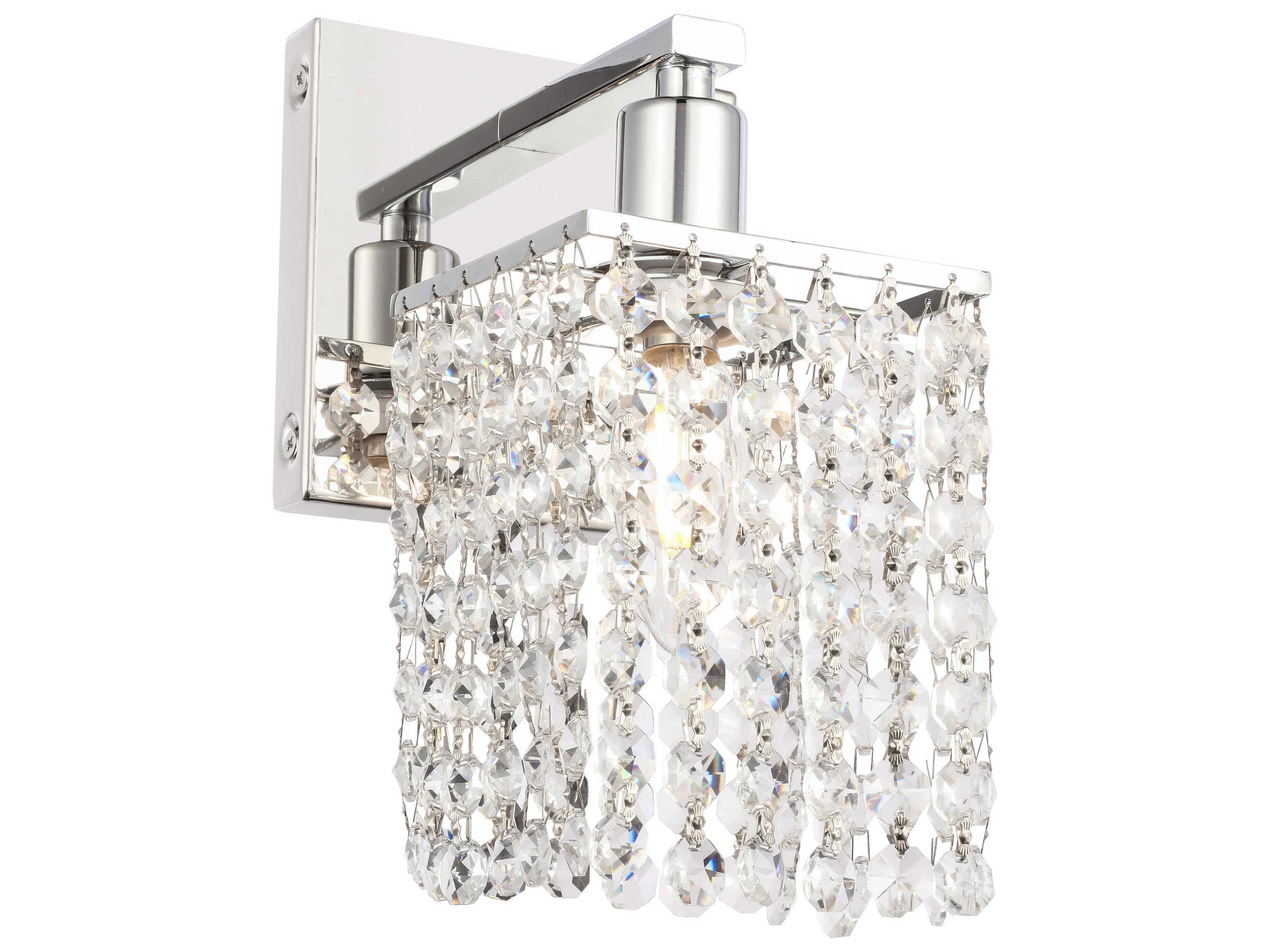 Elegant Lighting Phineas 1-Light Chrome Crystal Wall Sconce