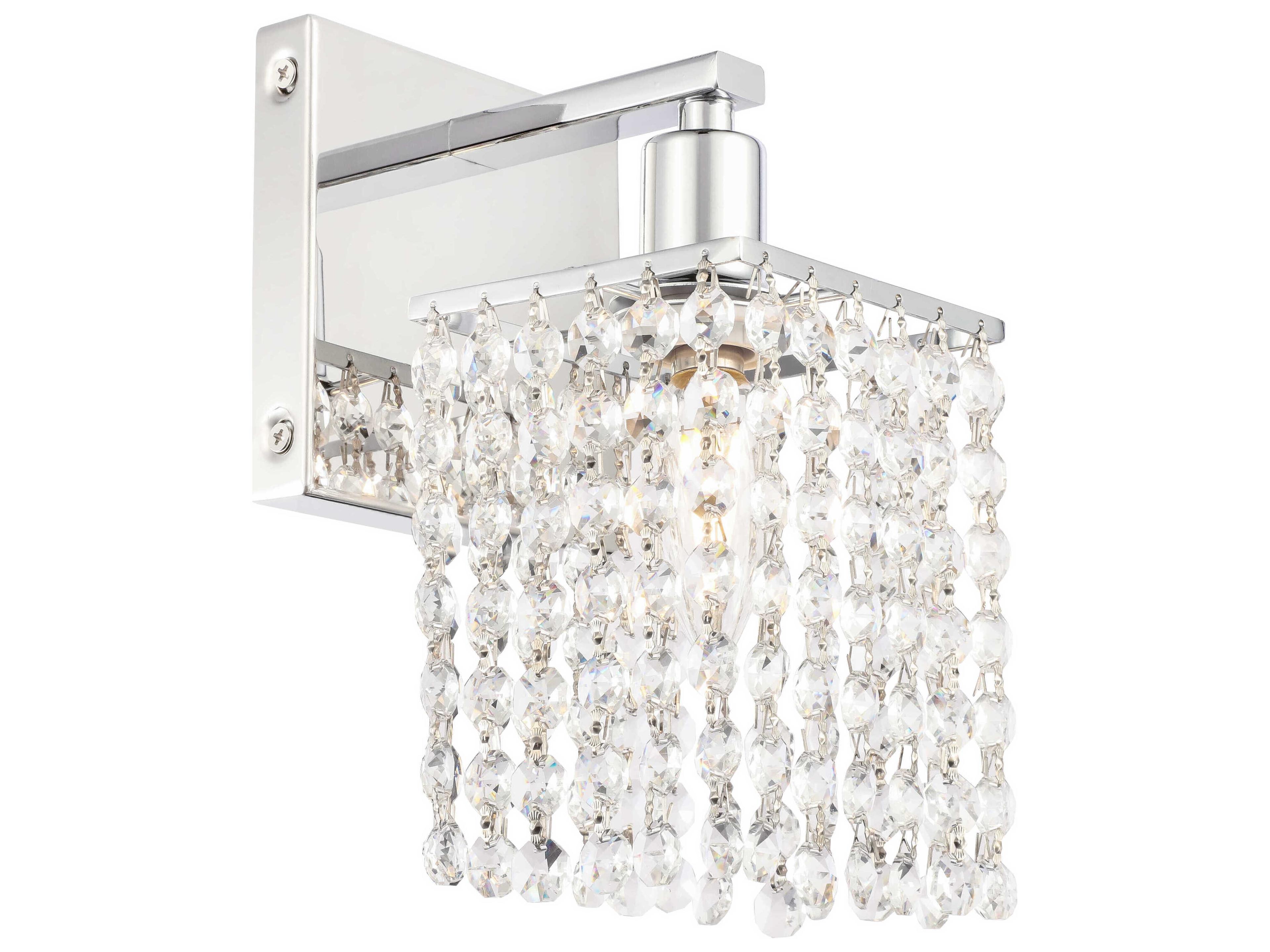 Elegant Lighting Phineas 1-Light Chrome Crystal Wall Sconce