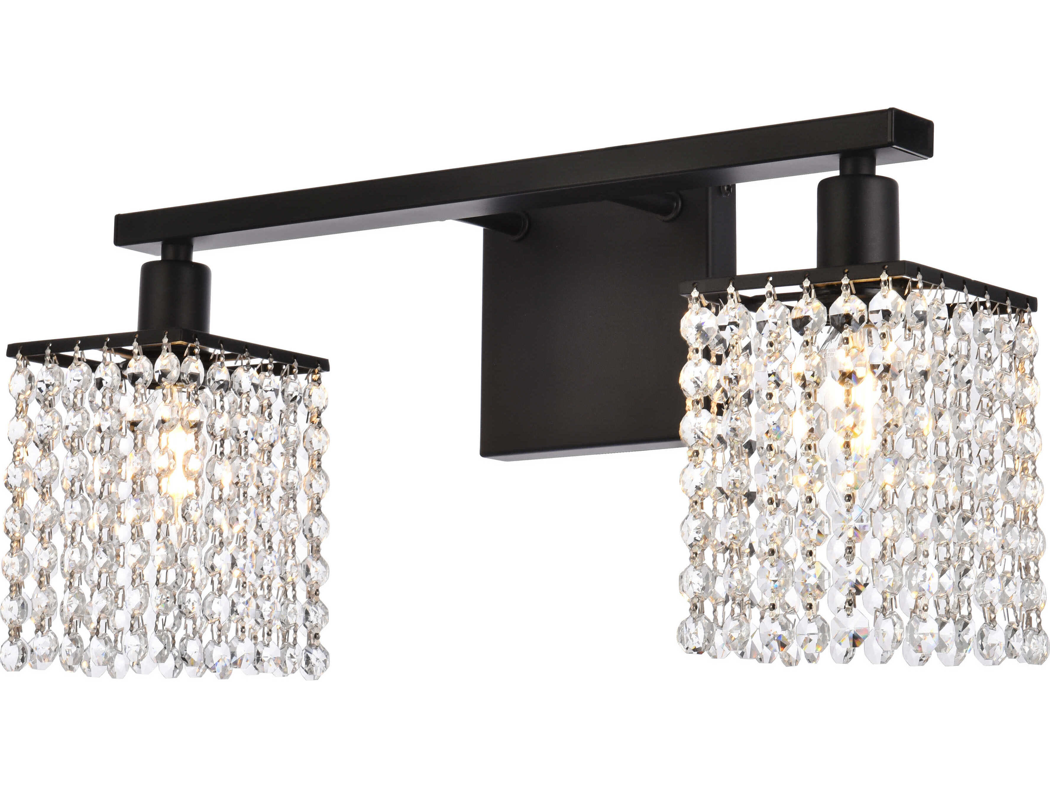 Elegant Lighting Phineas 2-Light Black And Clear Crystal Vanity Light