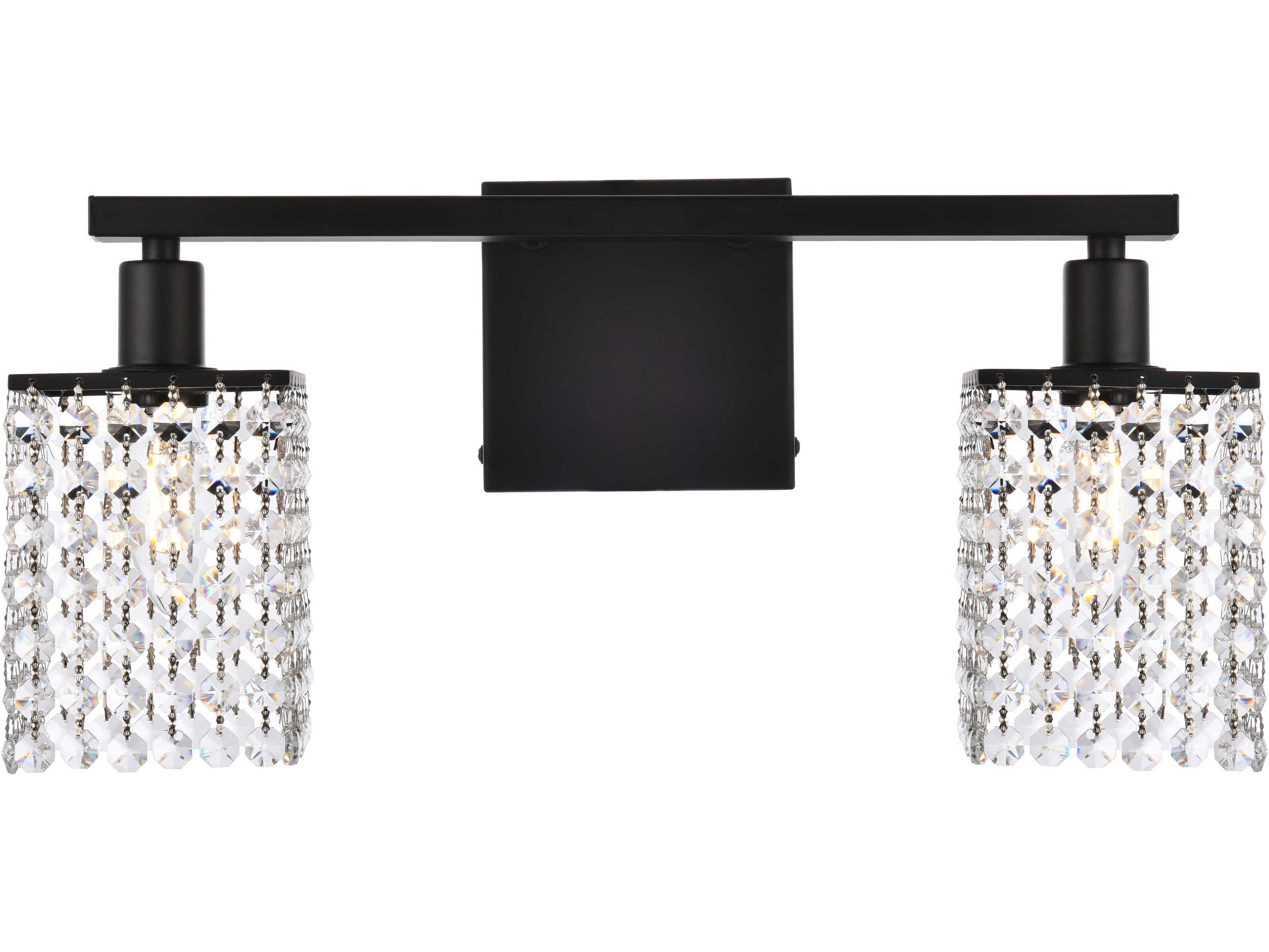 Elegant Lighting Phineas 2-Light Black And Clear Crystal Vanity Light