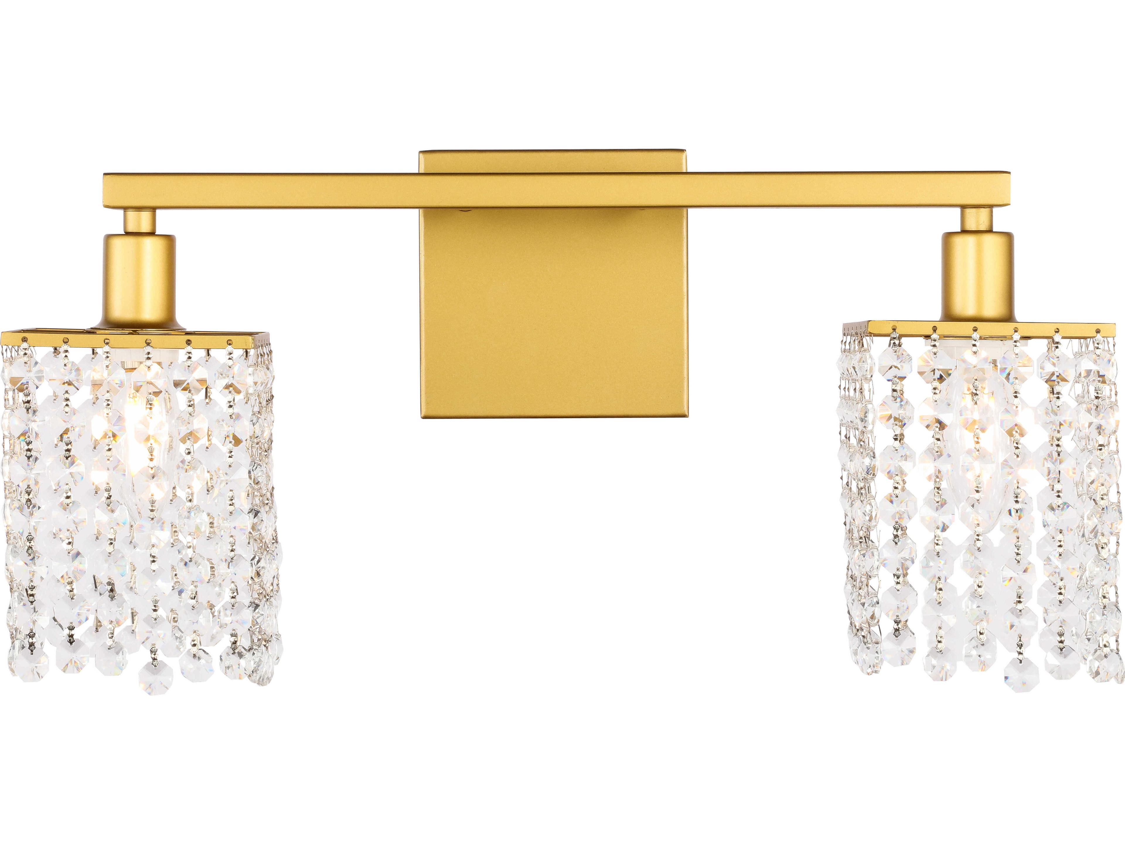 Elegant Lighting Phineas 2-Light Brass Crystal Vanity Light