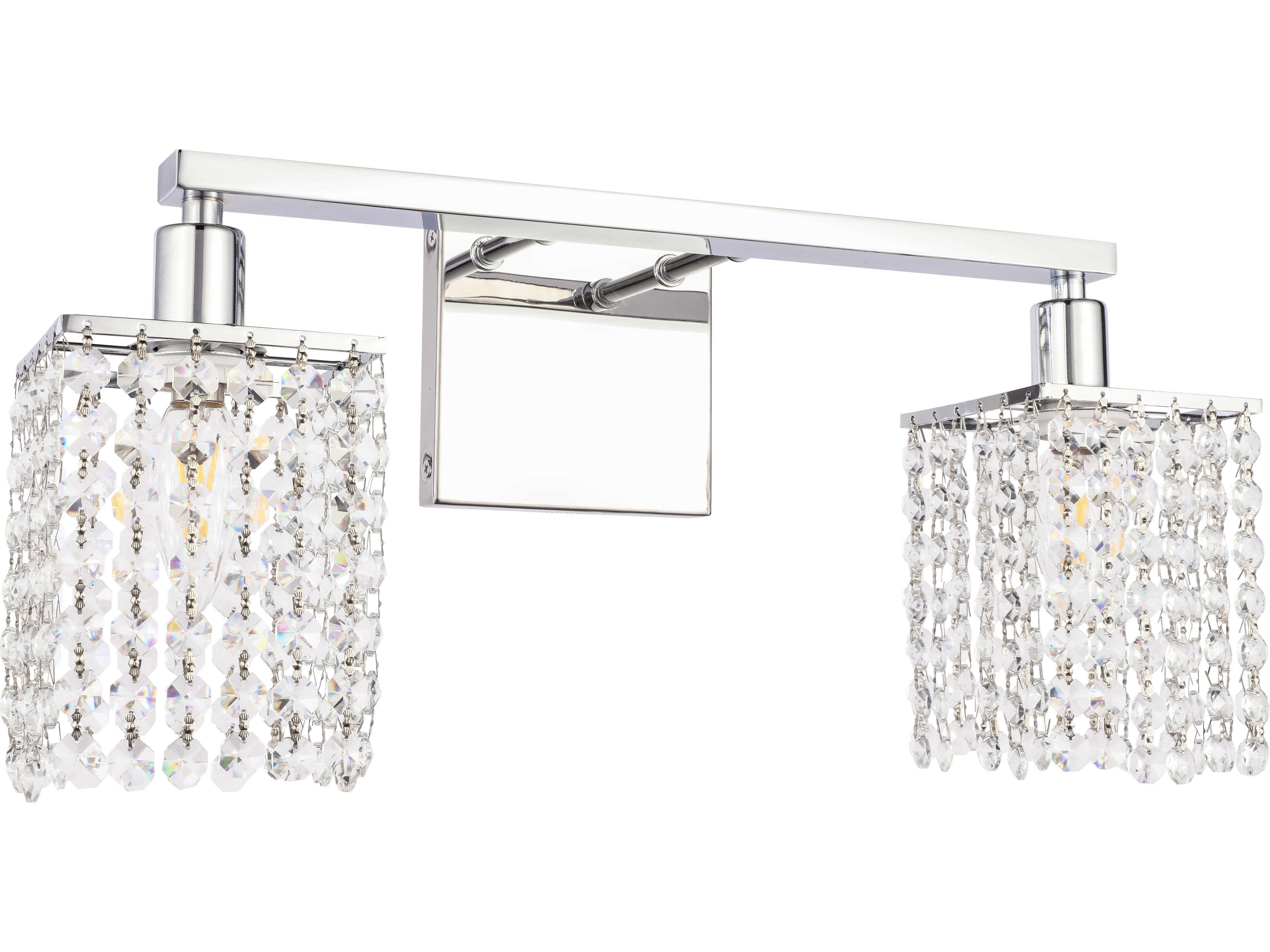 Elegant Lighting Phineas 2-Light Chrome Crystal Vanity Light