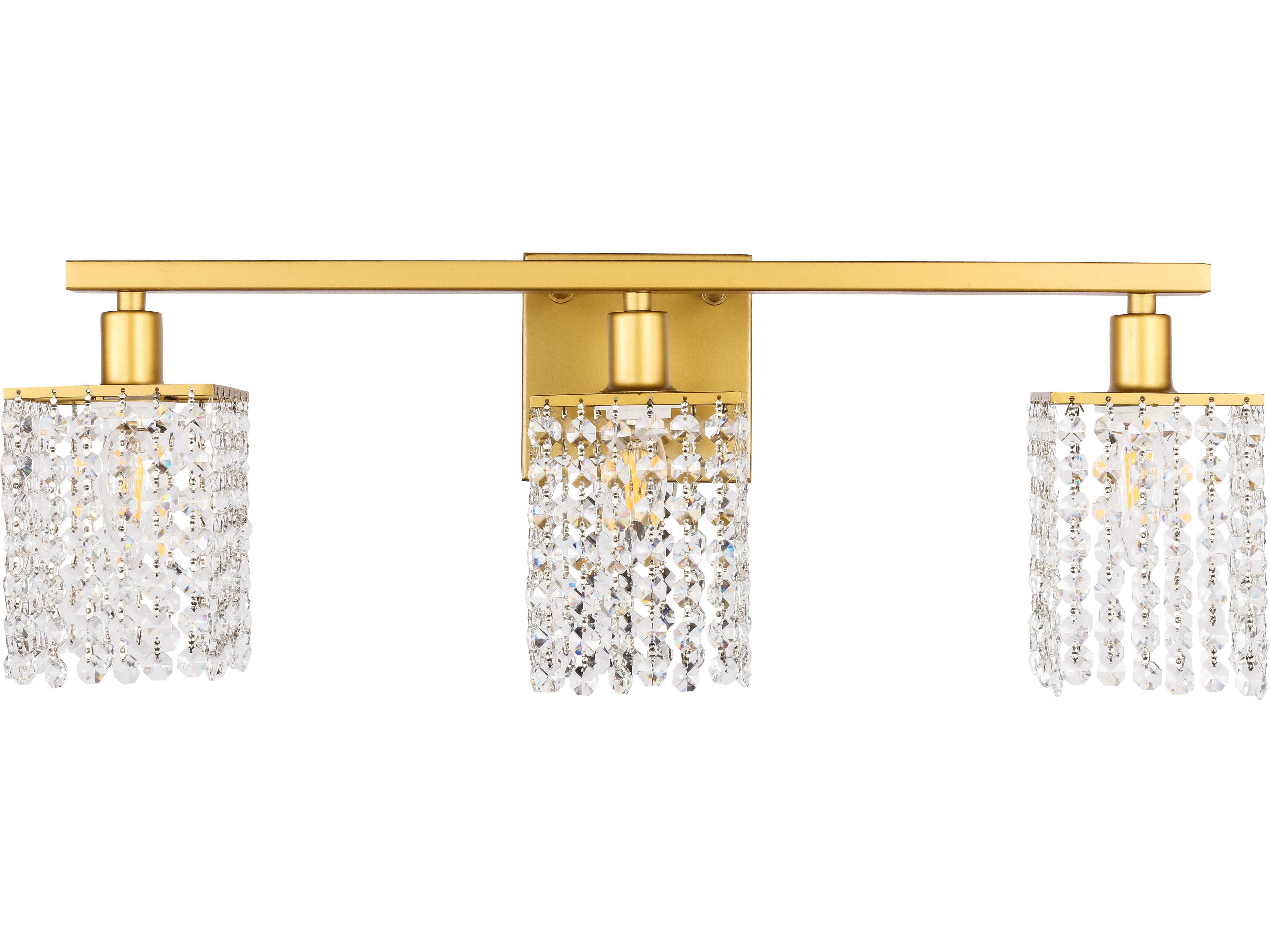 Elegant Lighting Phineas 3-Light Brass Crystal Vanity Light