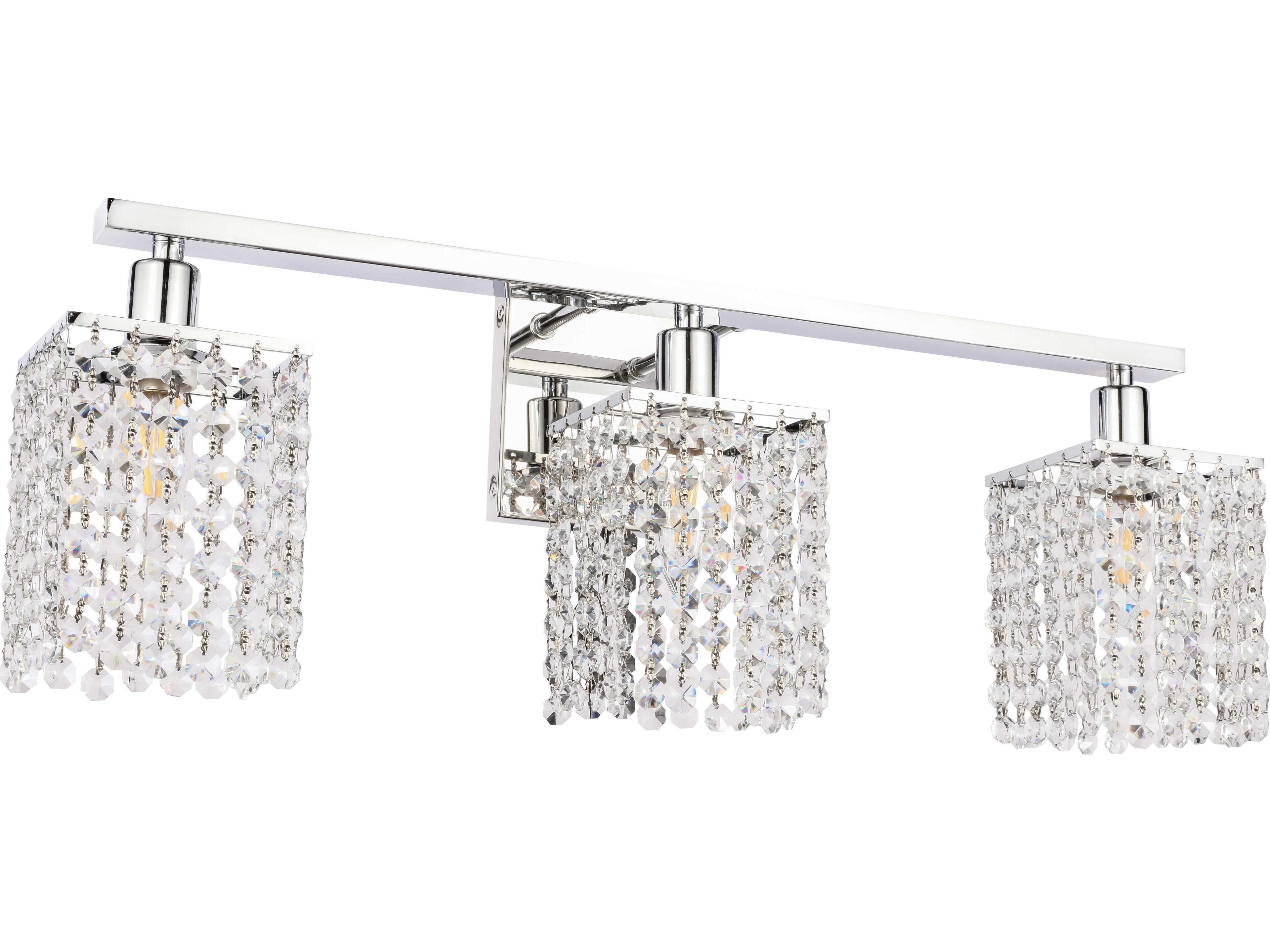 Elegant Lighting Phineas 3-Light Chrome Crystal Glass Vanity Light