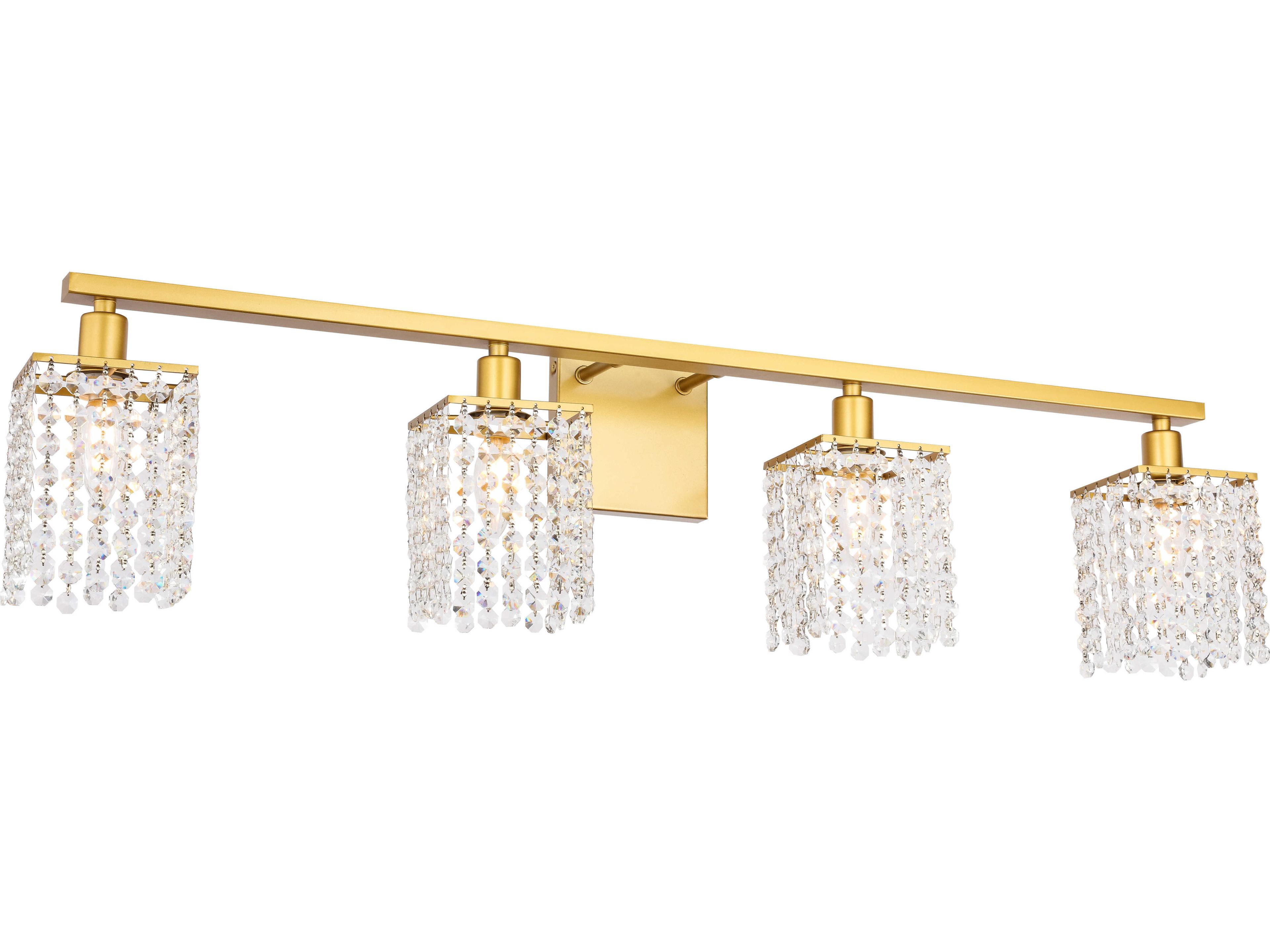 Elegant Lighting Phineas 4-Light Brass Crystal Vanity Light