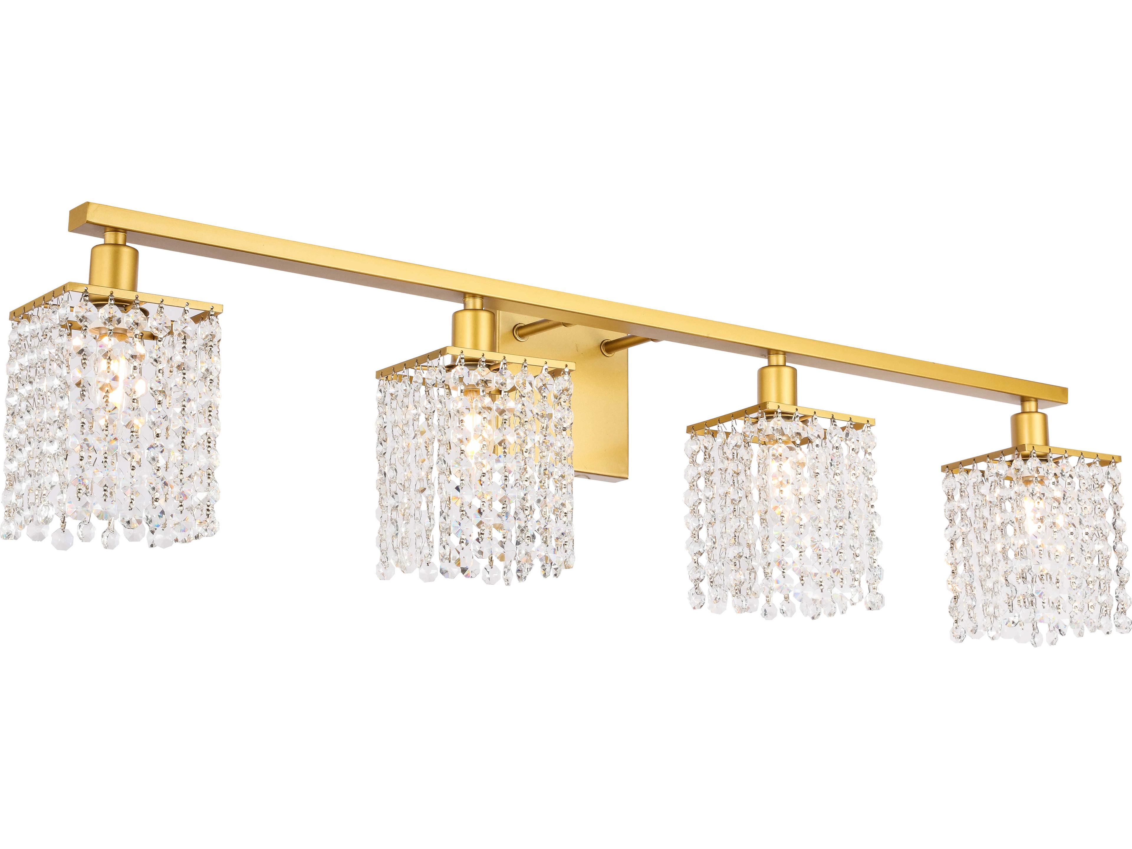 Elegant Lighting Phineas 4-Light Brass Crystal Vanity Light