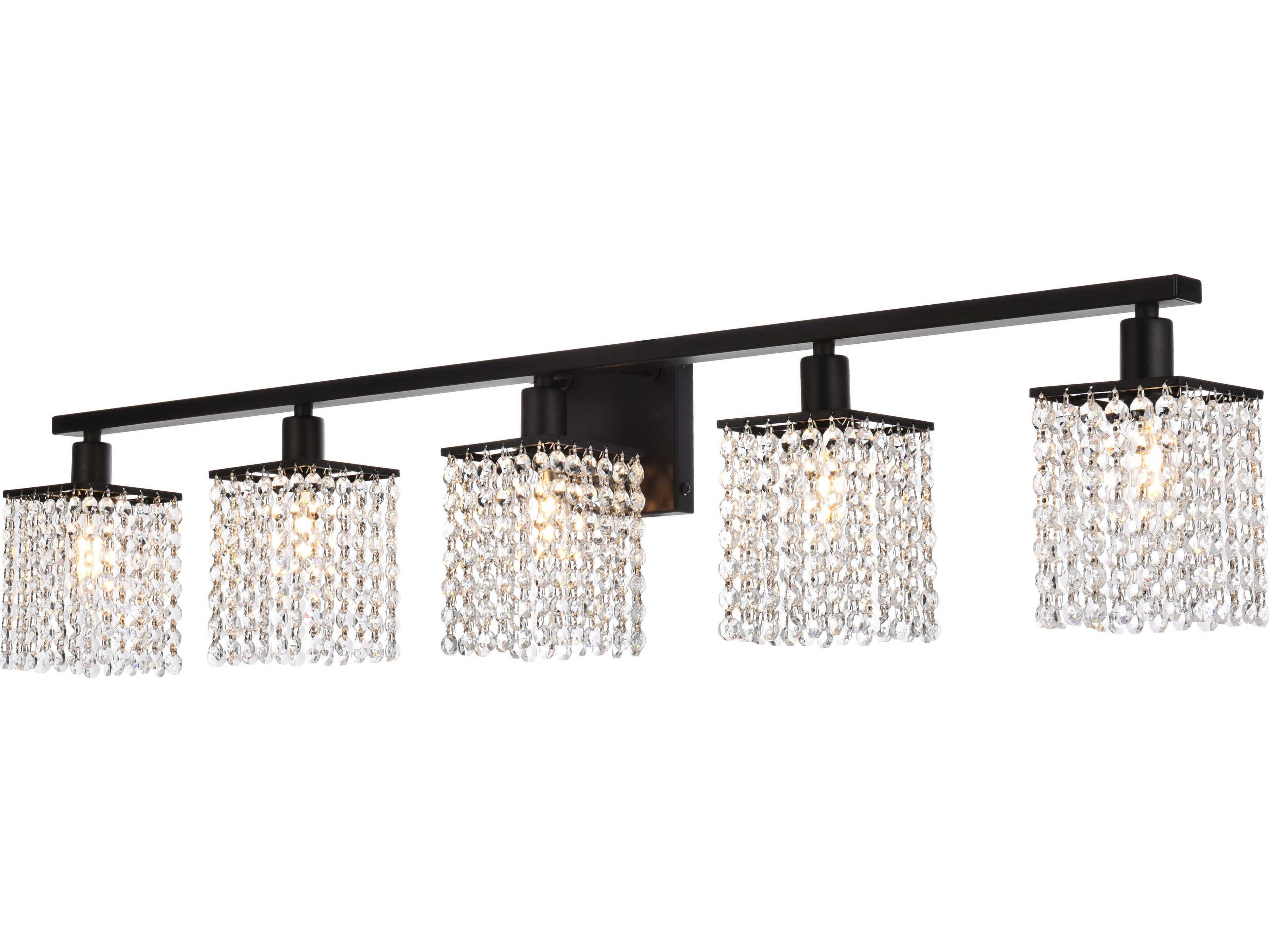 Elegant Lighting Phineas 5-Light Black And Clear Crystal Vanity Light