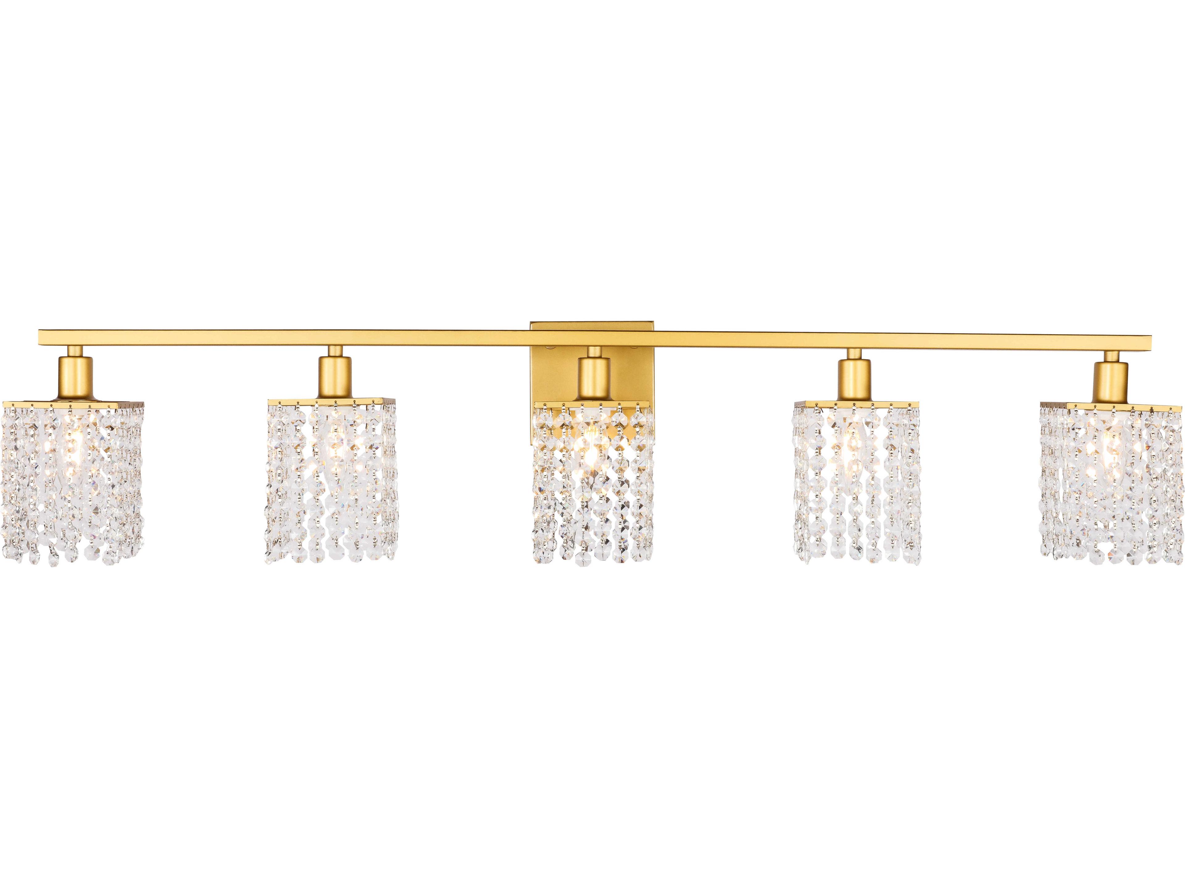 Elegant Lighting Phineas 5-Light Brass Crystal Vanity Light