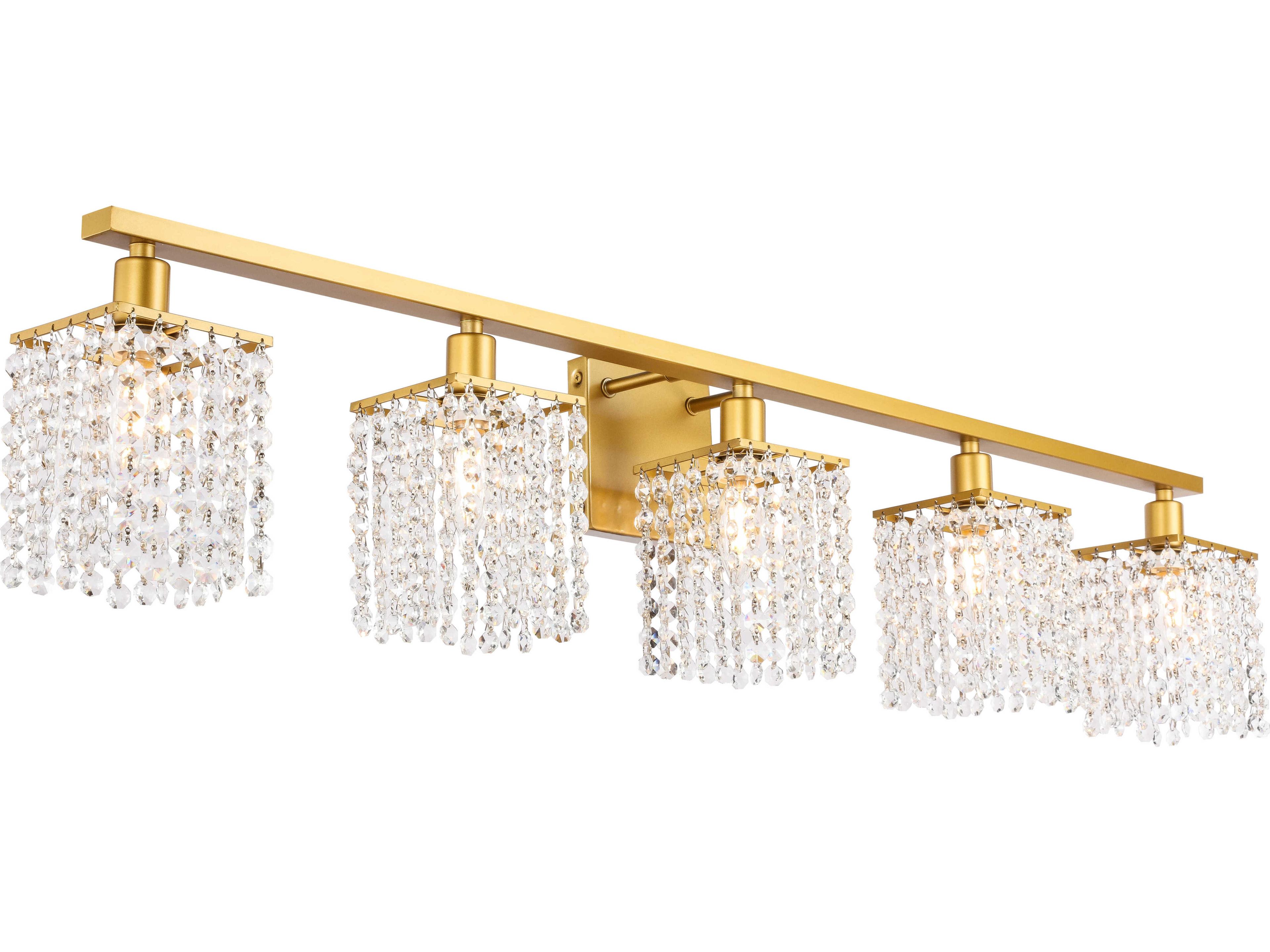 Elegant Lighting Phineas 5-Light Brass Crystal Vanity Light