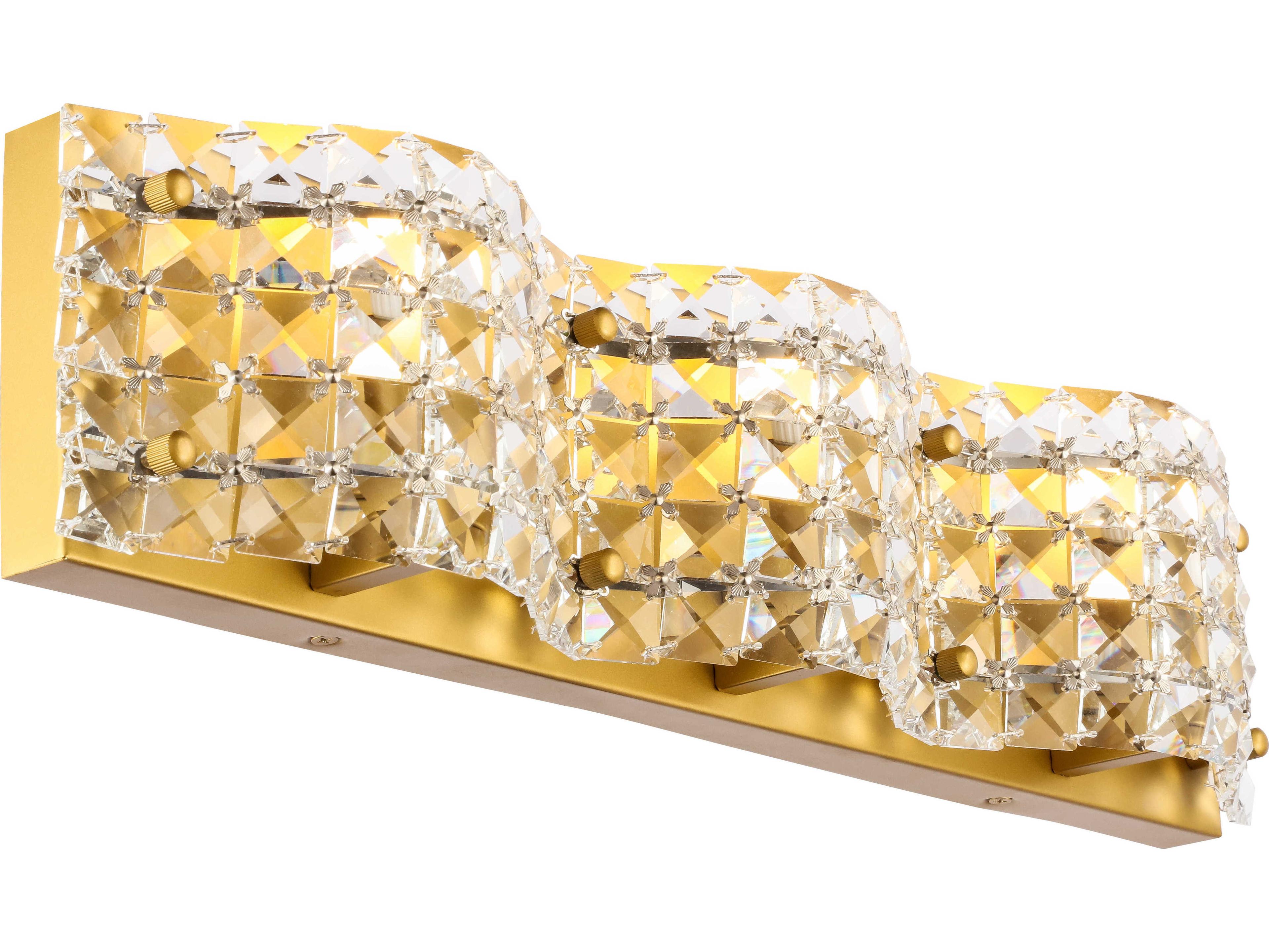 Elegant Lighting Ollie 3-Light Brass Crystal Vanity Light