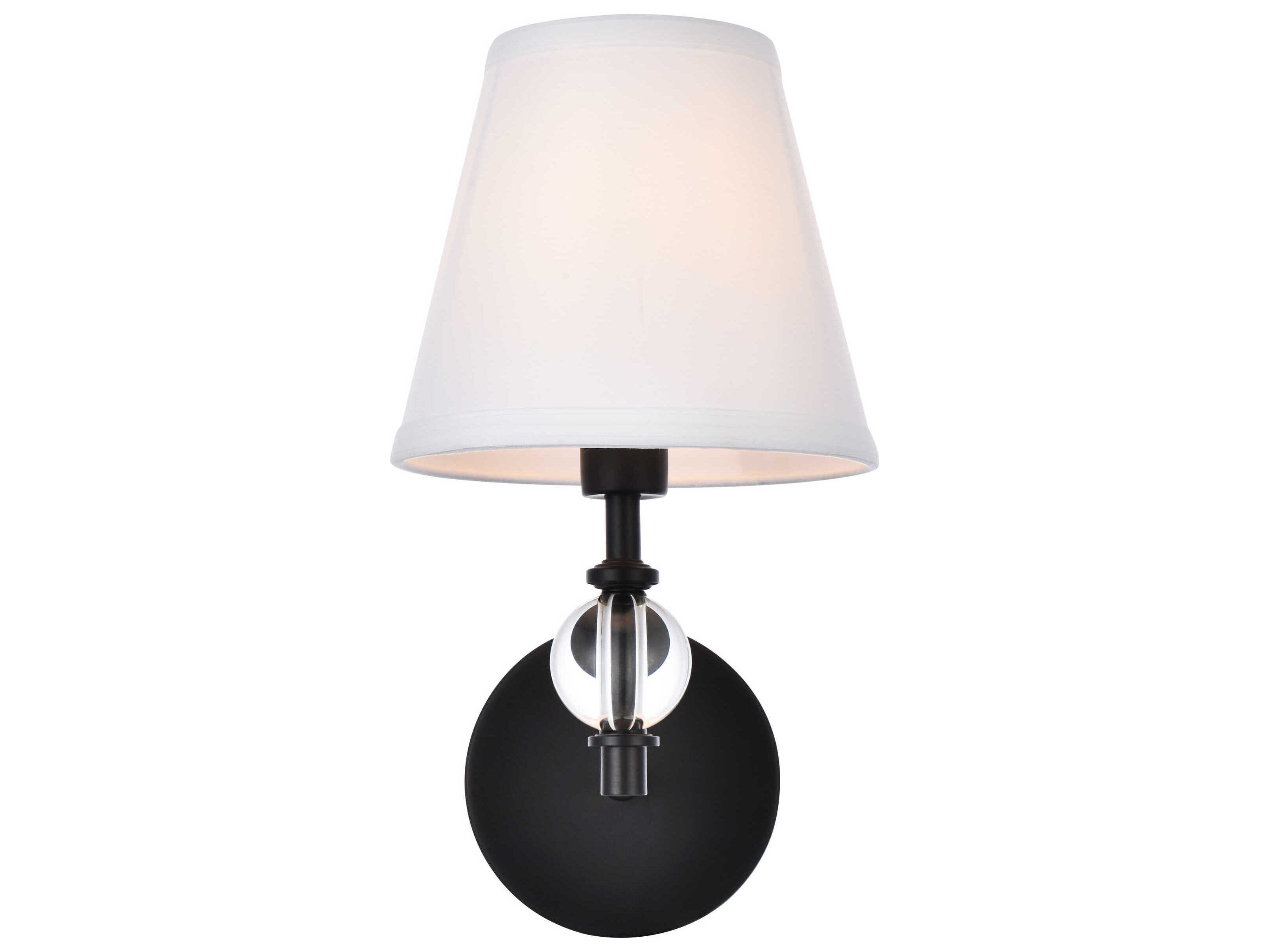 Elegant Lighting Bethany 1-Light Black And White Fabric Shade Crystal Wall Sconce