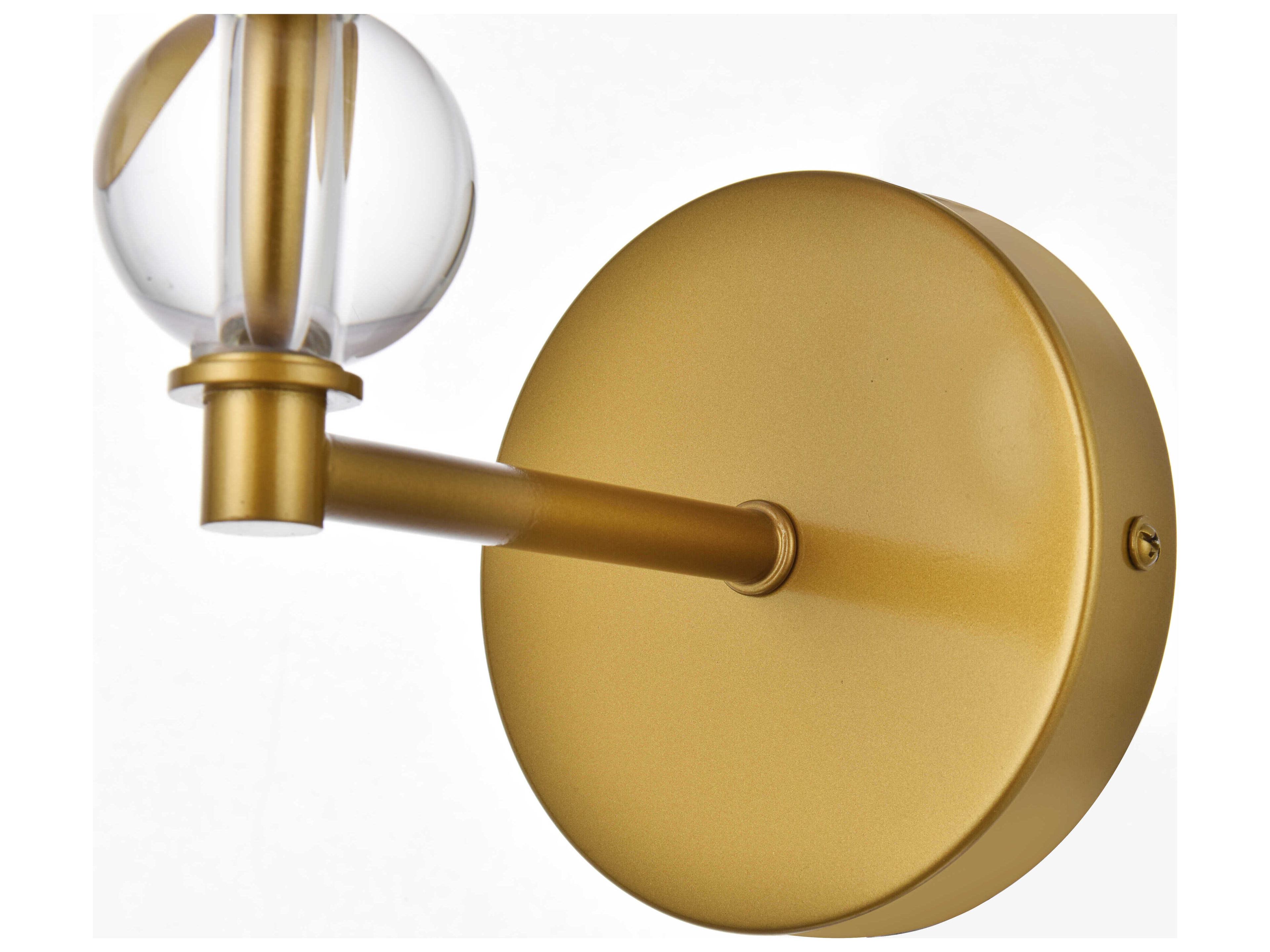 Elegant Lighting Bethany 1-Light Brass And White Fabric Shade Crystal Wall Sconce