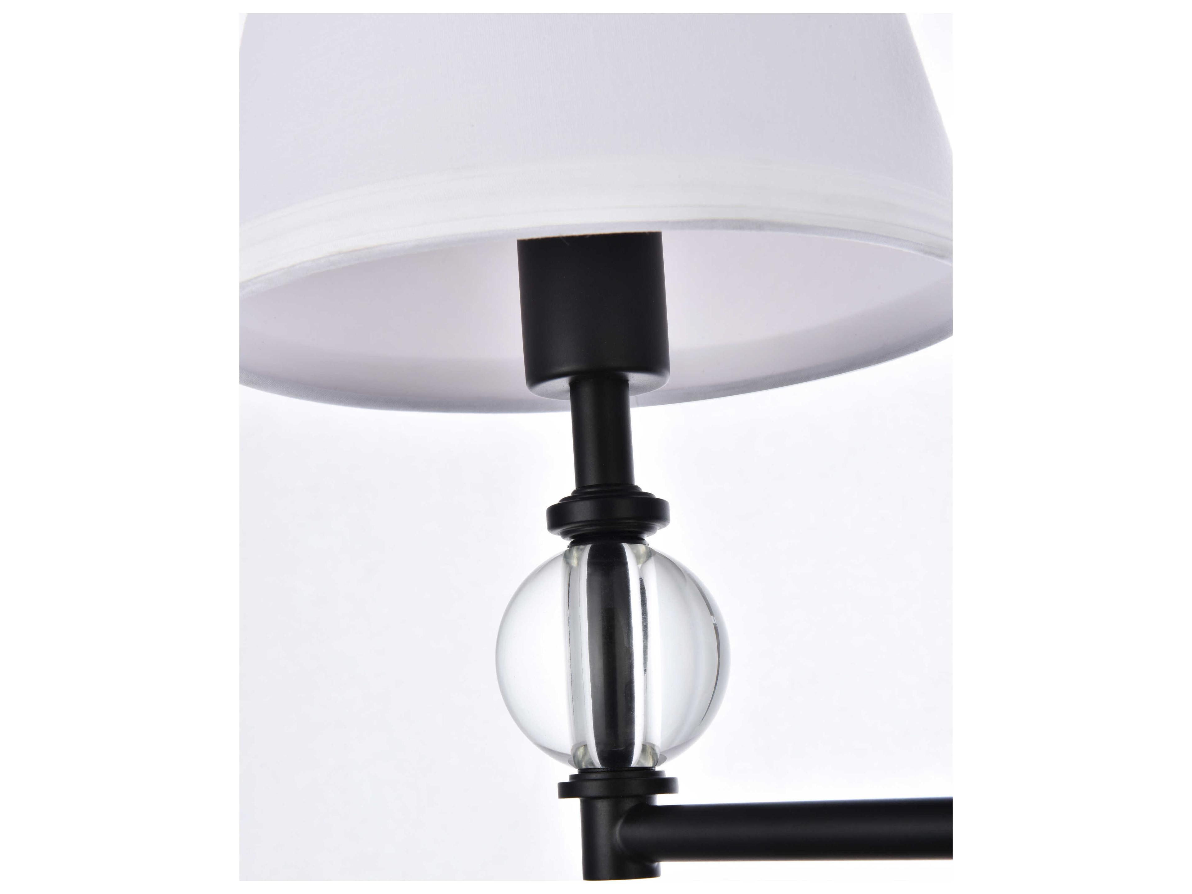 Elegant Lighting Bethany 2-Light Black And White Fabric Shade Crystal Vanity Light