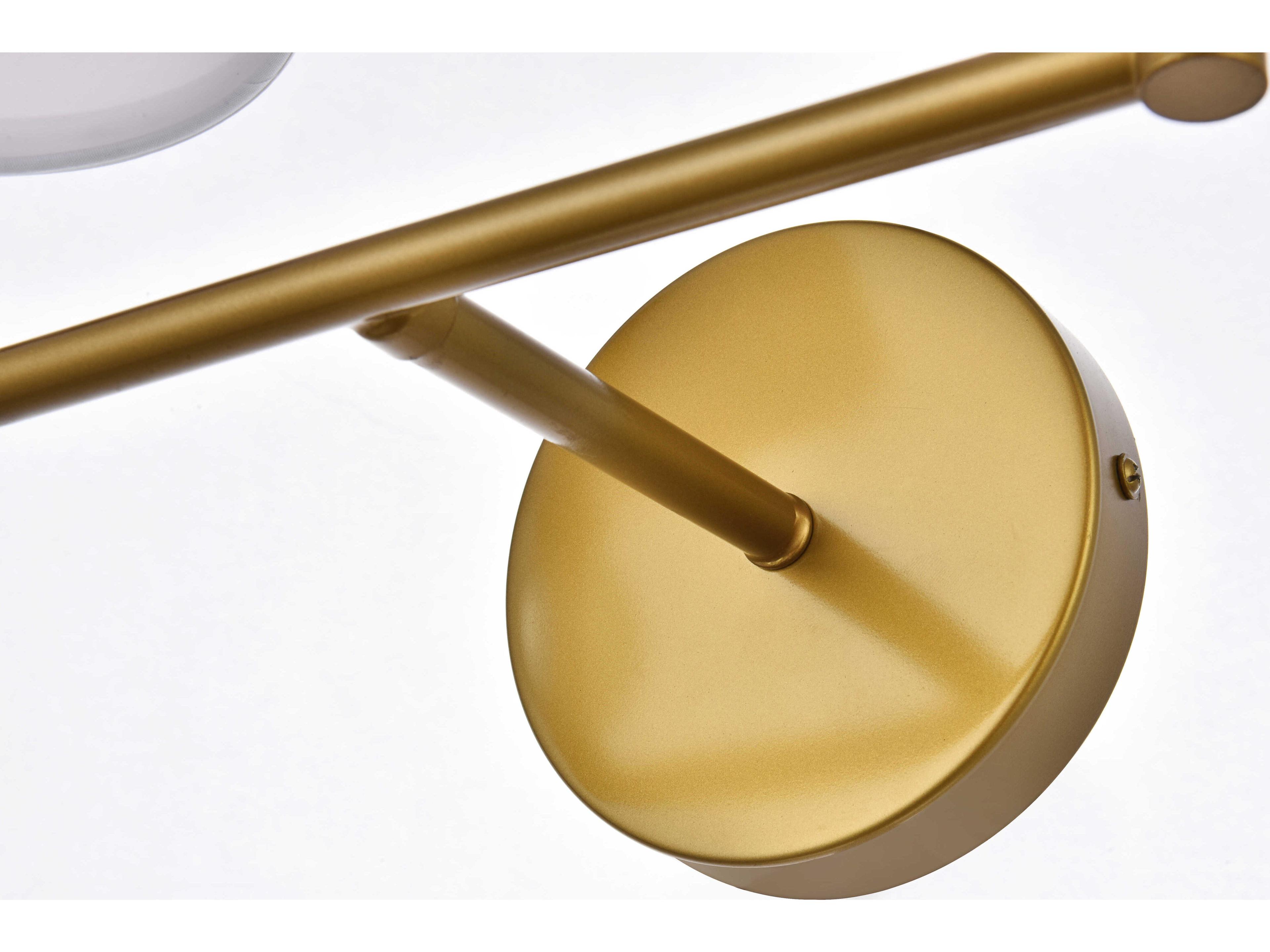 Elegant Lighting Bethany 2-Light Brass And White Fabric Shade Crystal Vanity Light