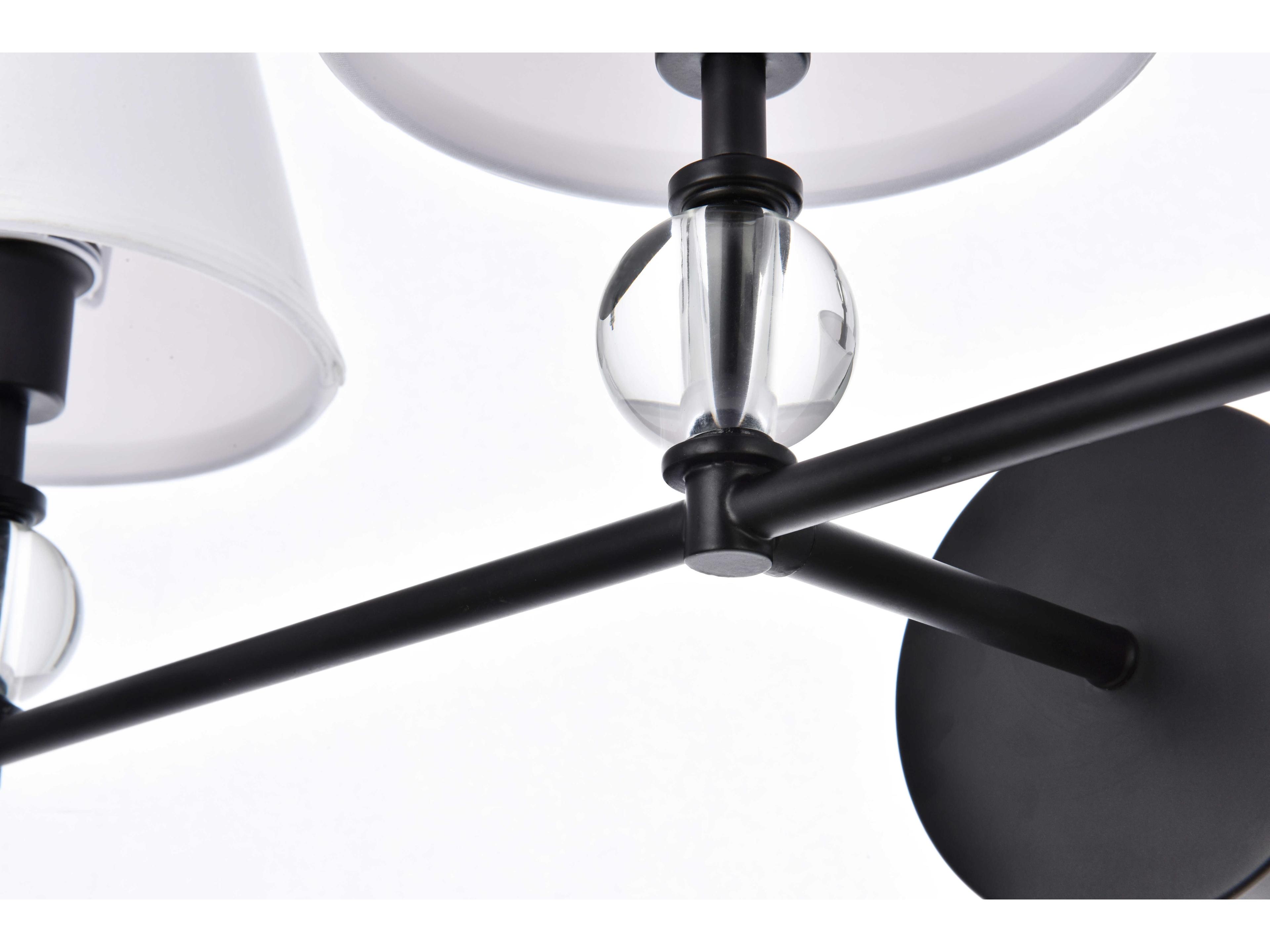 Elegant Lighting Bethany 3-Light Black And White Fabric Shade Crystal Vanity Light