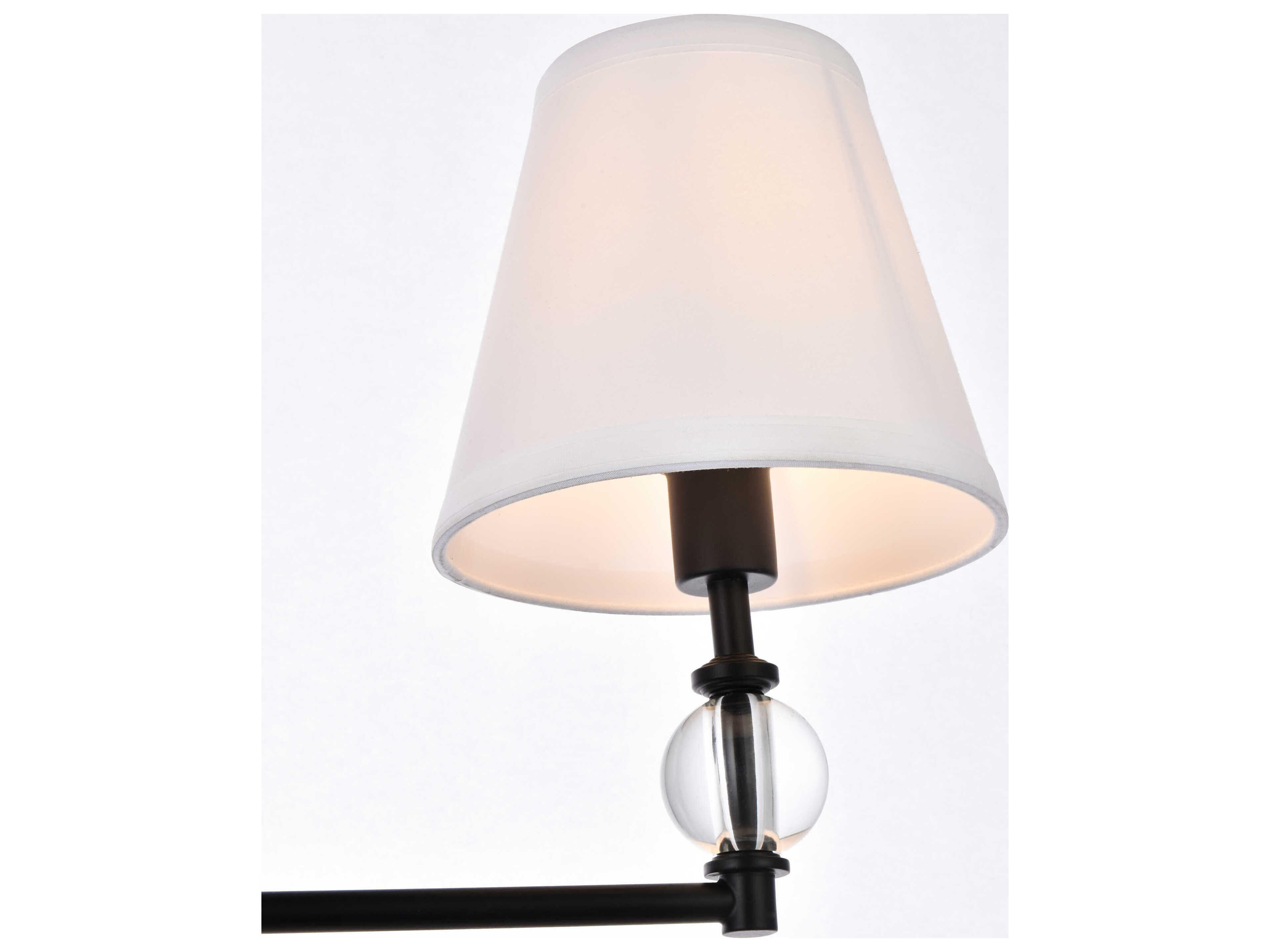 Elegant Lighting Bethany 3-Light Black And White Fabric Shade Crystal Vanity Light