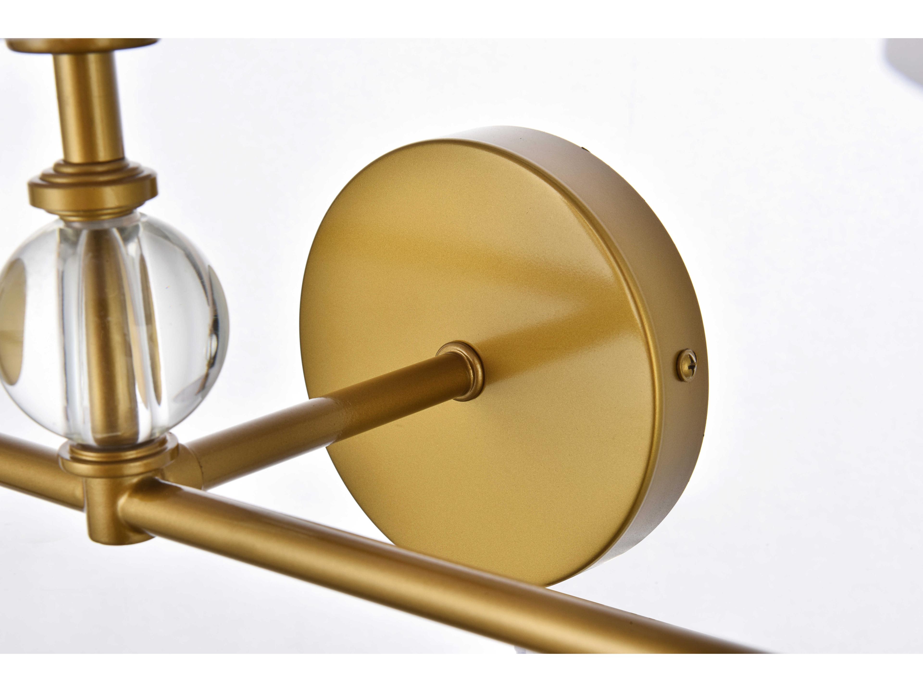 Elegant Lighting Bethany 3-Light Brass And White Fabric Shade Crystal Vanity Light