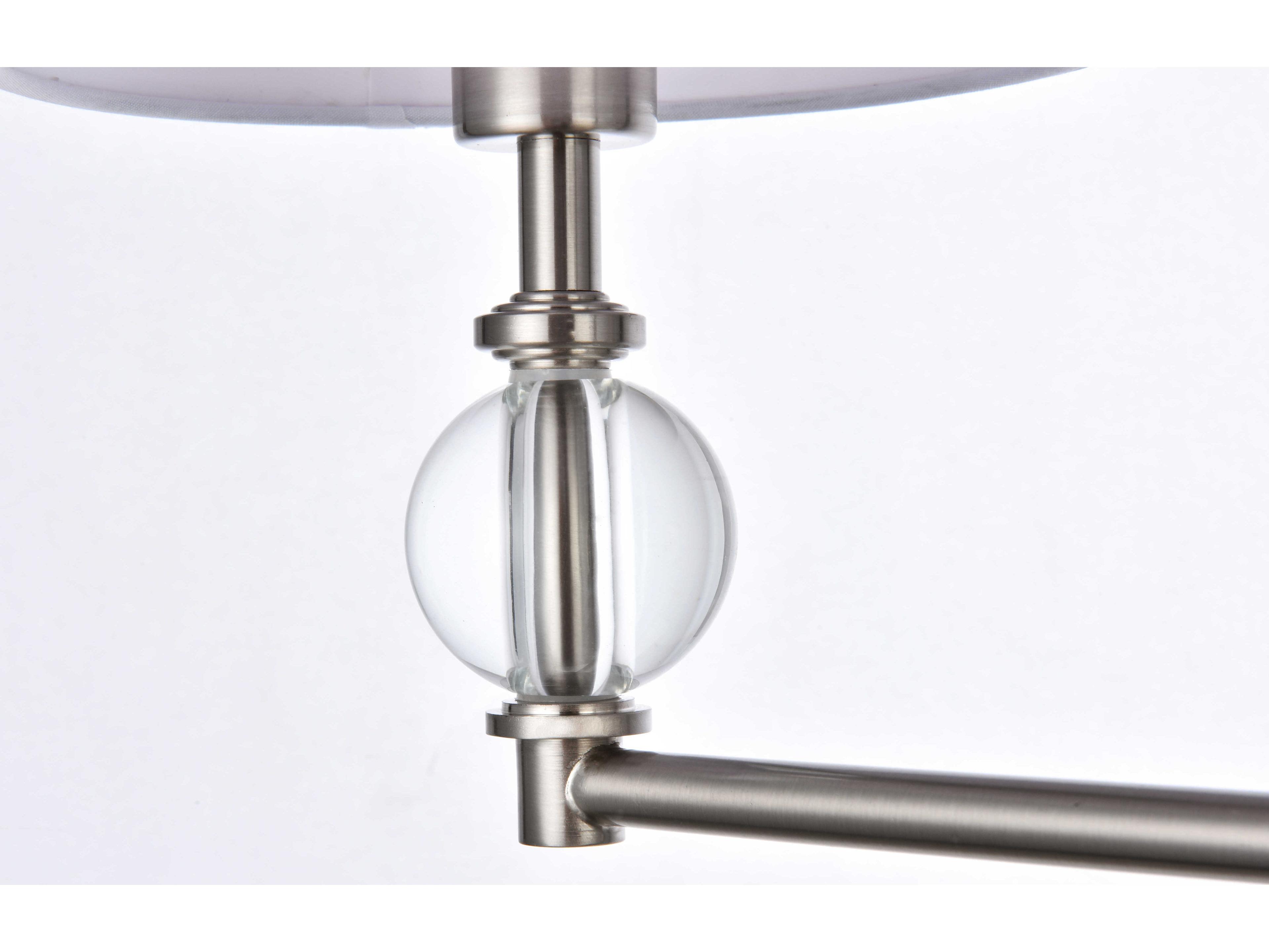 Elegant Lighting Bethany 3-Light Satin Nickel And White Fabric Shade Crystal Vanity Light