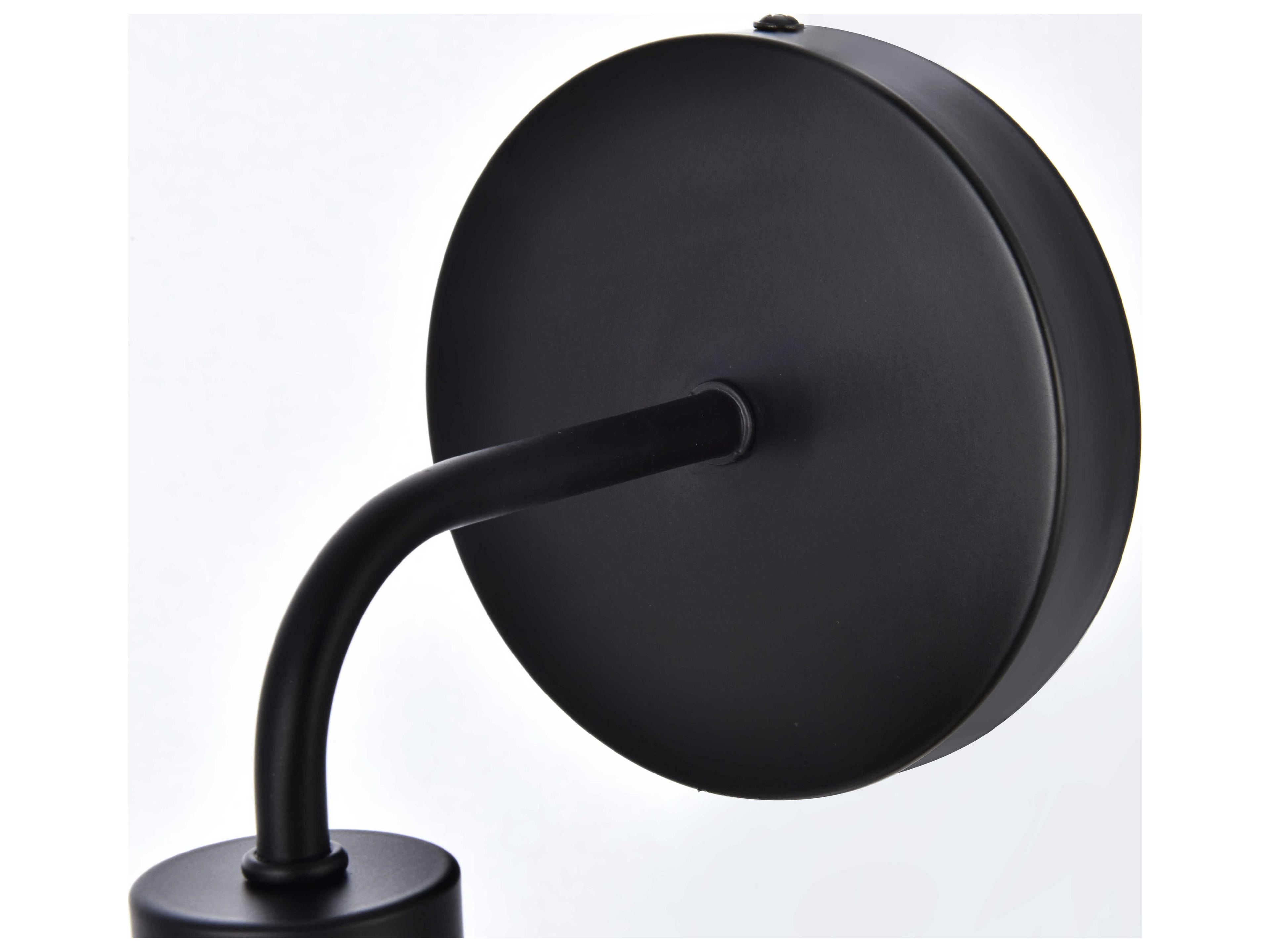 Elegant Lighting Hanson 1-Light Black And Frosted Shade White Glass Wall Sconce