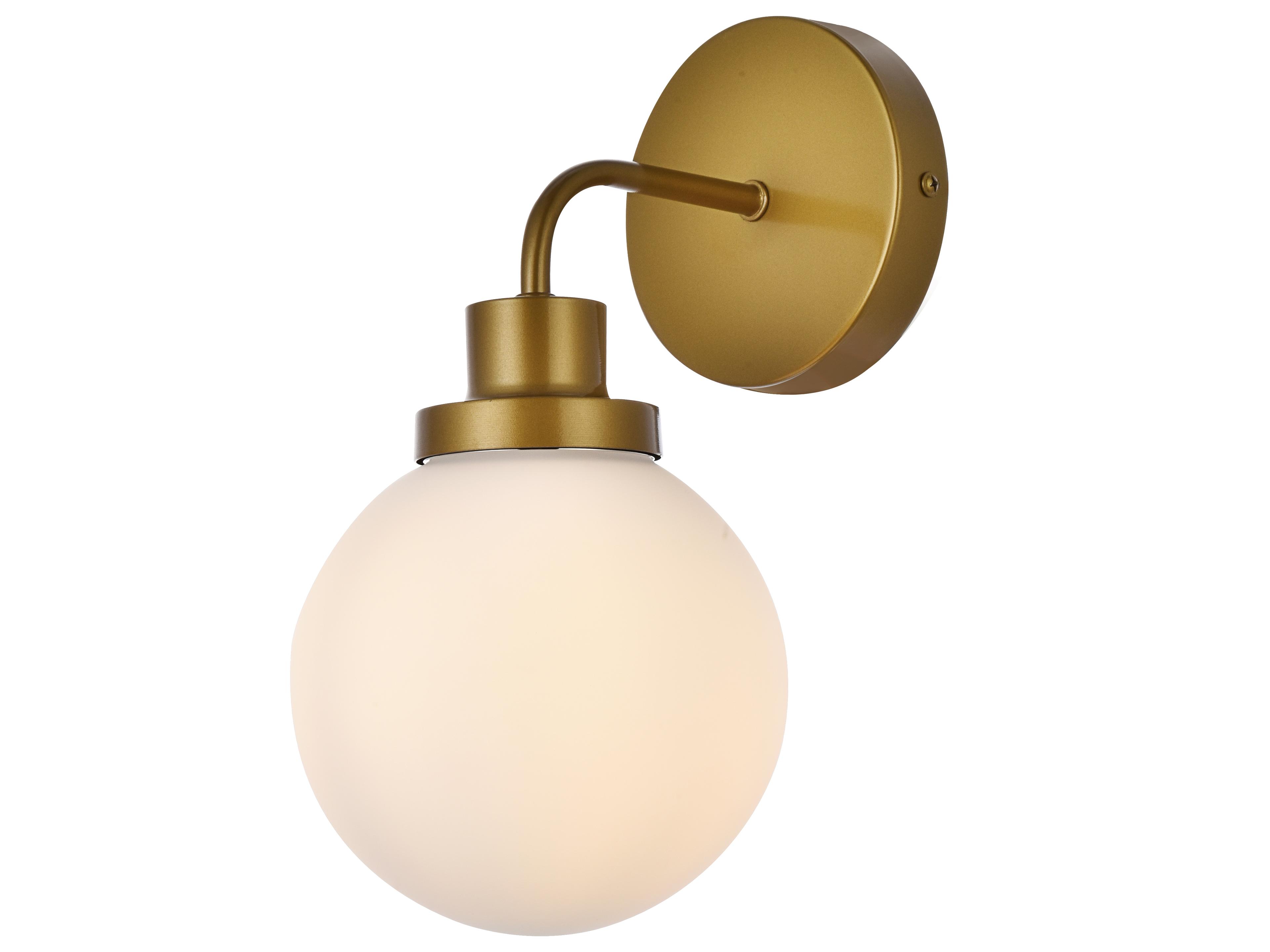 Elegant Lighting Hanson 1-Light Brass And Frosted Shade Glass Wall Sconce