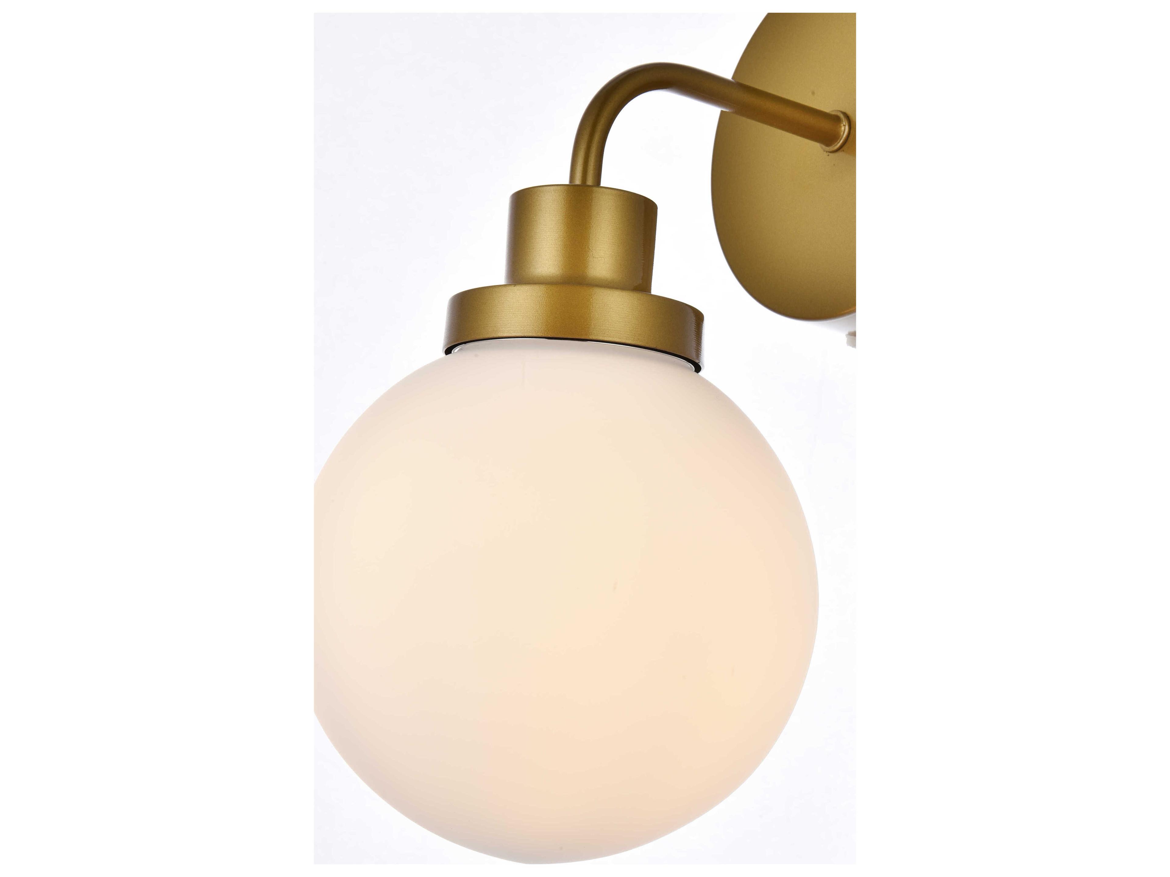 Elegant Lighting Hanson 1-Light Brass And Frosted Shade Glass Wall Sconce