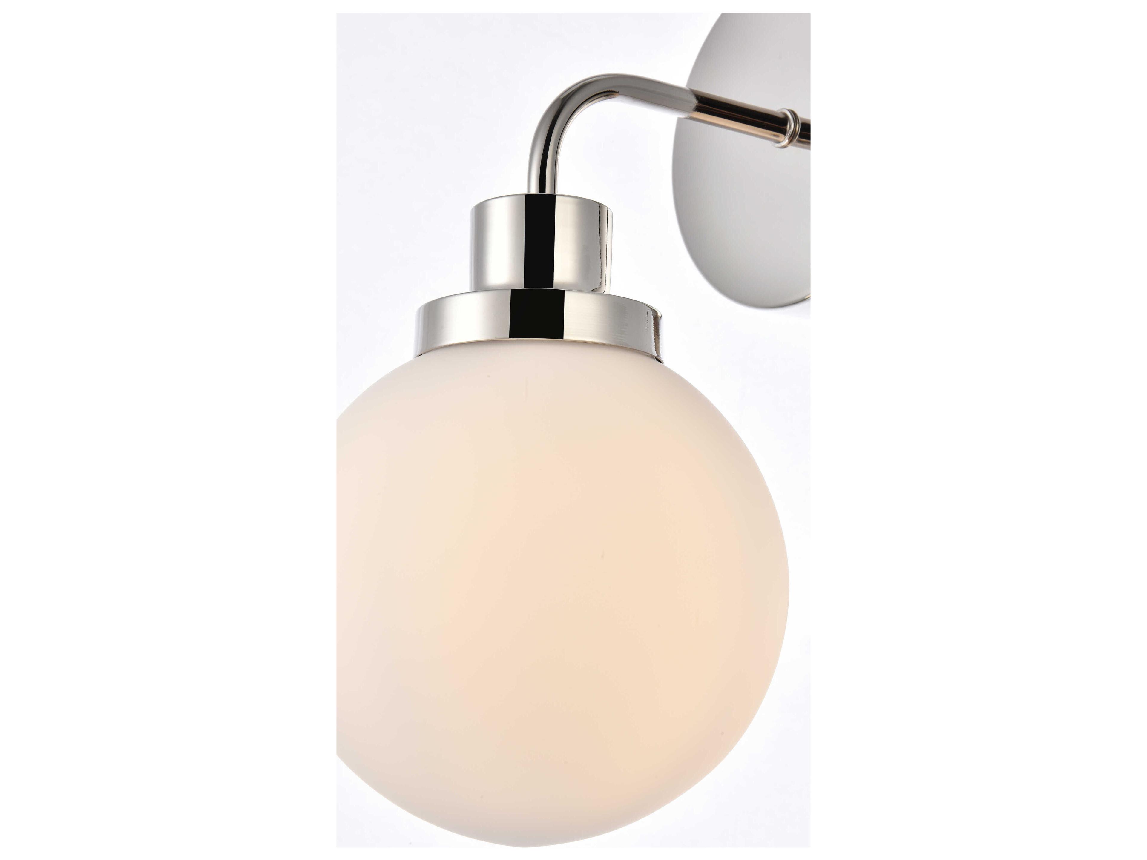 Elegant Lighting Hanson 1-Light Polished Nickel And Frosted Shade Glass Wall Sconce