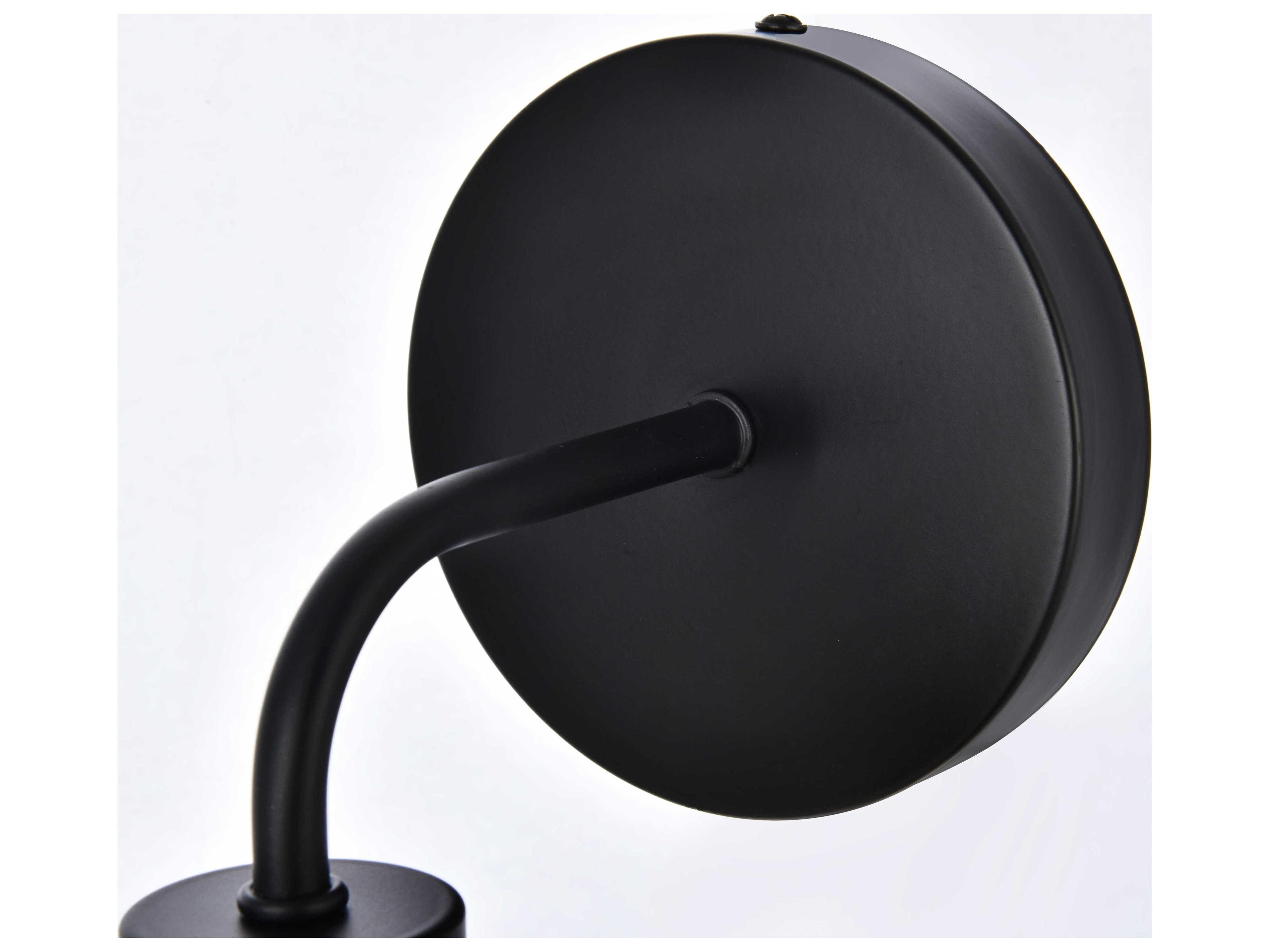 Elegant Lighting Hanson 1-Light Black And Clear Shade Glass Wall Sconce