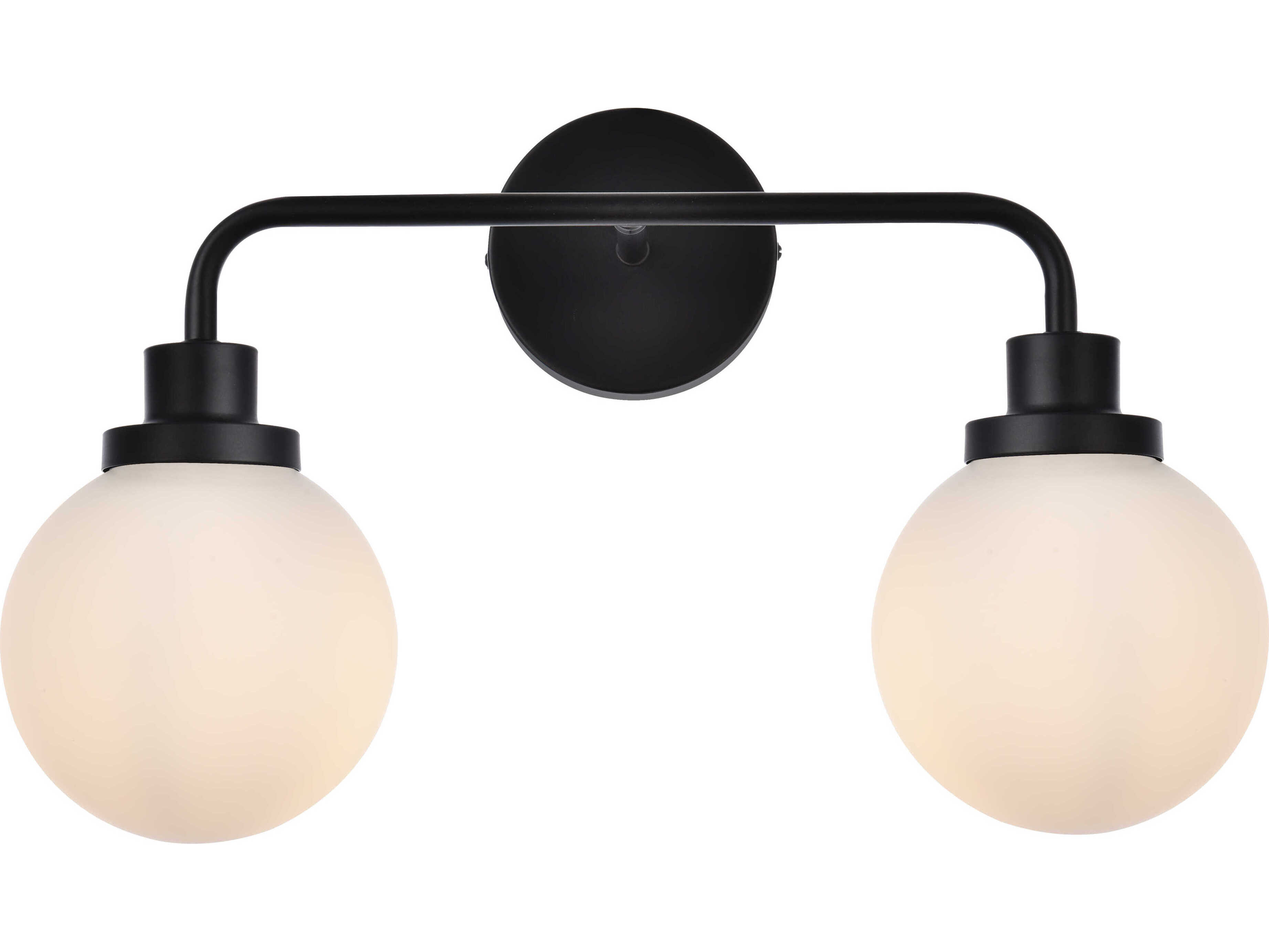 Elegant Lighting Hanson 2-Light Black And Frosted Shade Glass Vanity Light