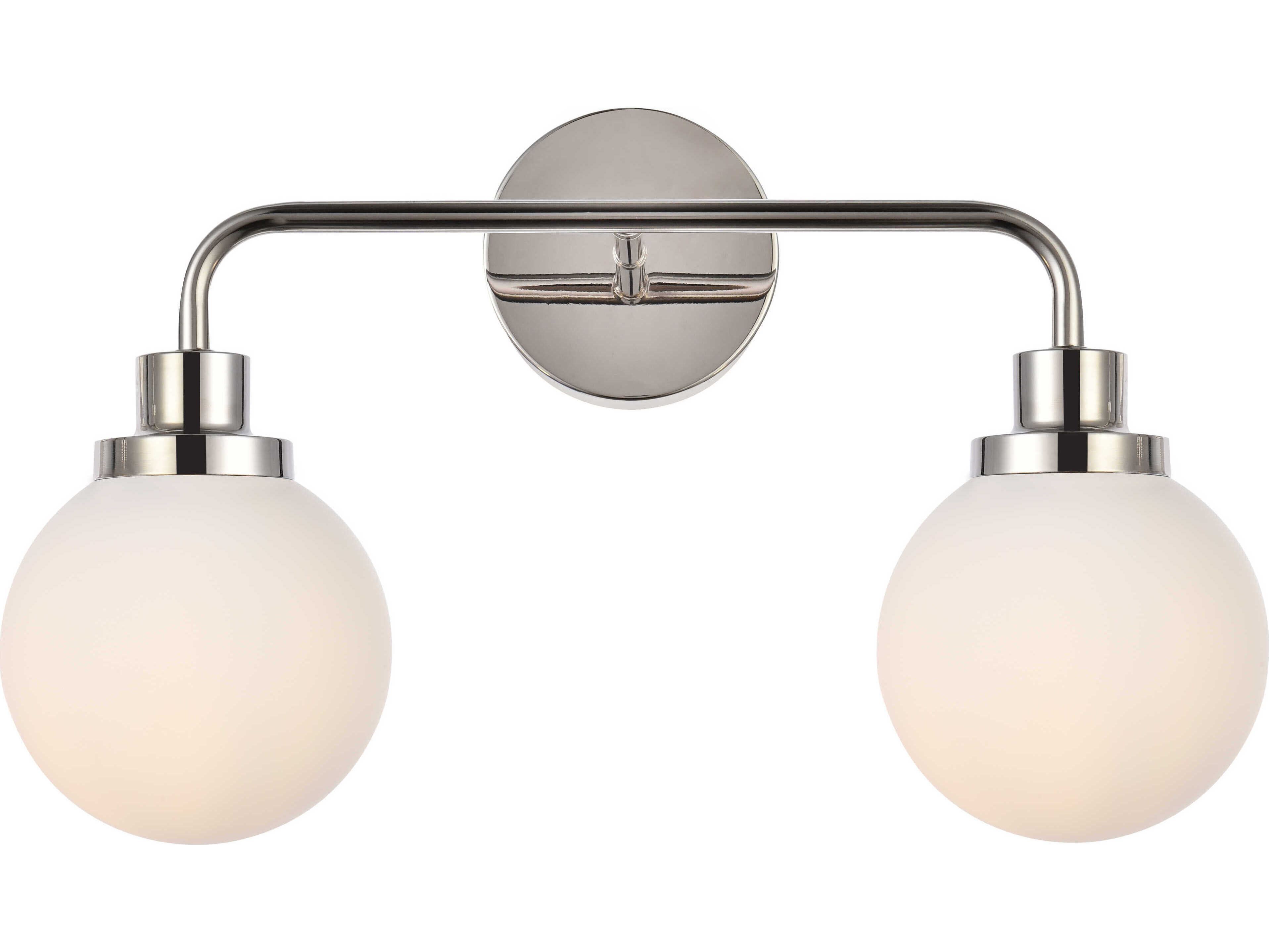 Elegant Lighting Hanson 2-Light Polished Nickel And Frosted Shade Glass Vanity Light