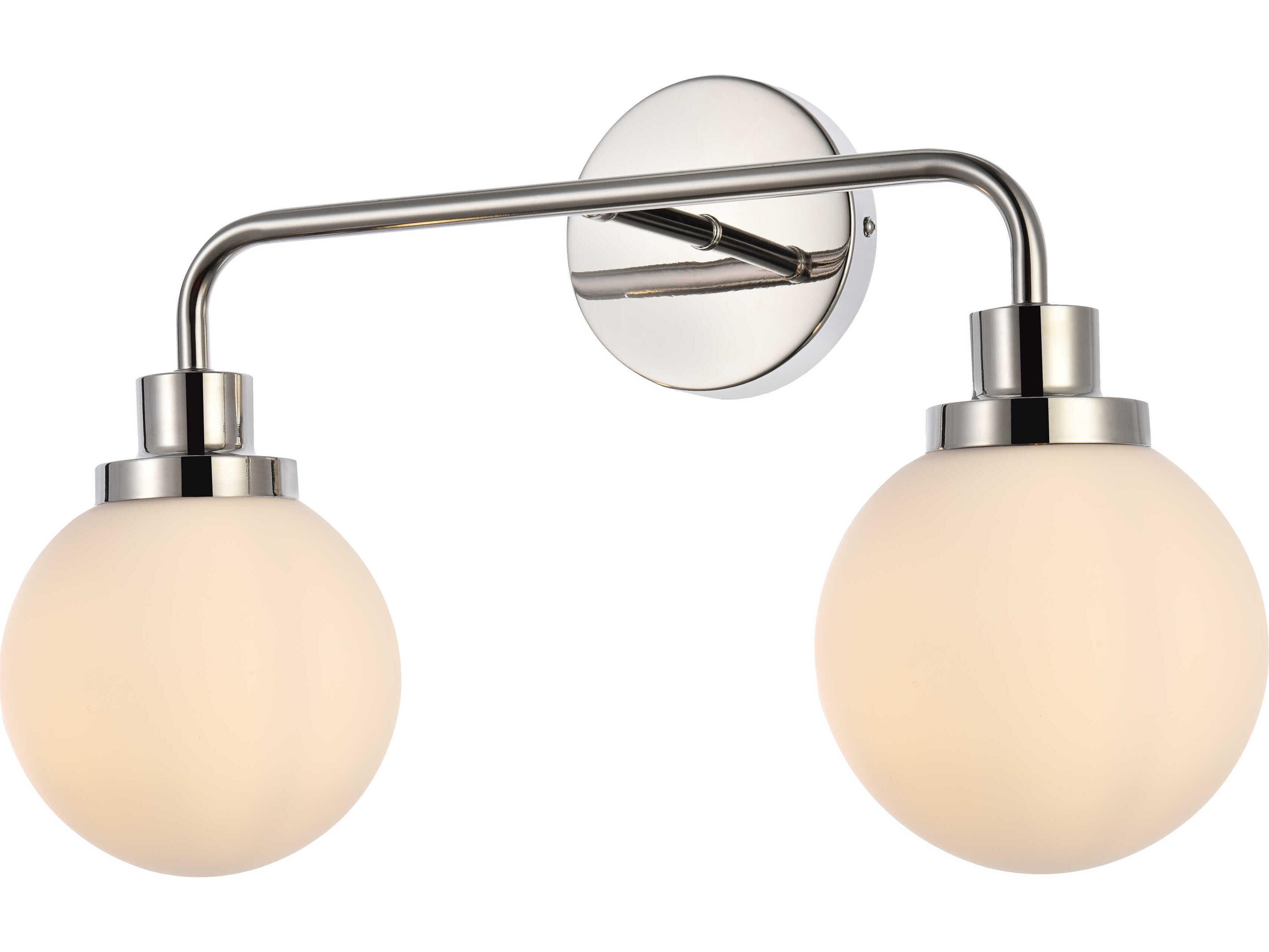 Elegant Lighting Hanson 2-Light Polished Nickel And Frosted Shade Glass Vanity Light