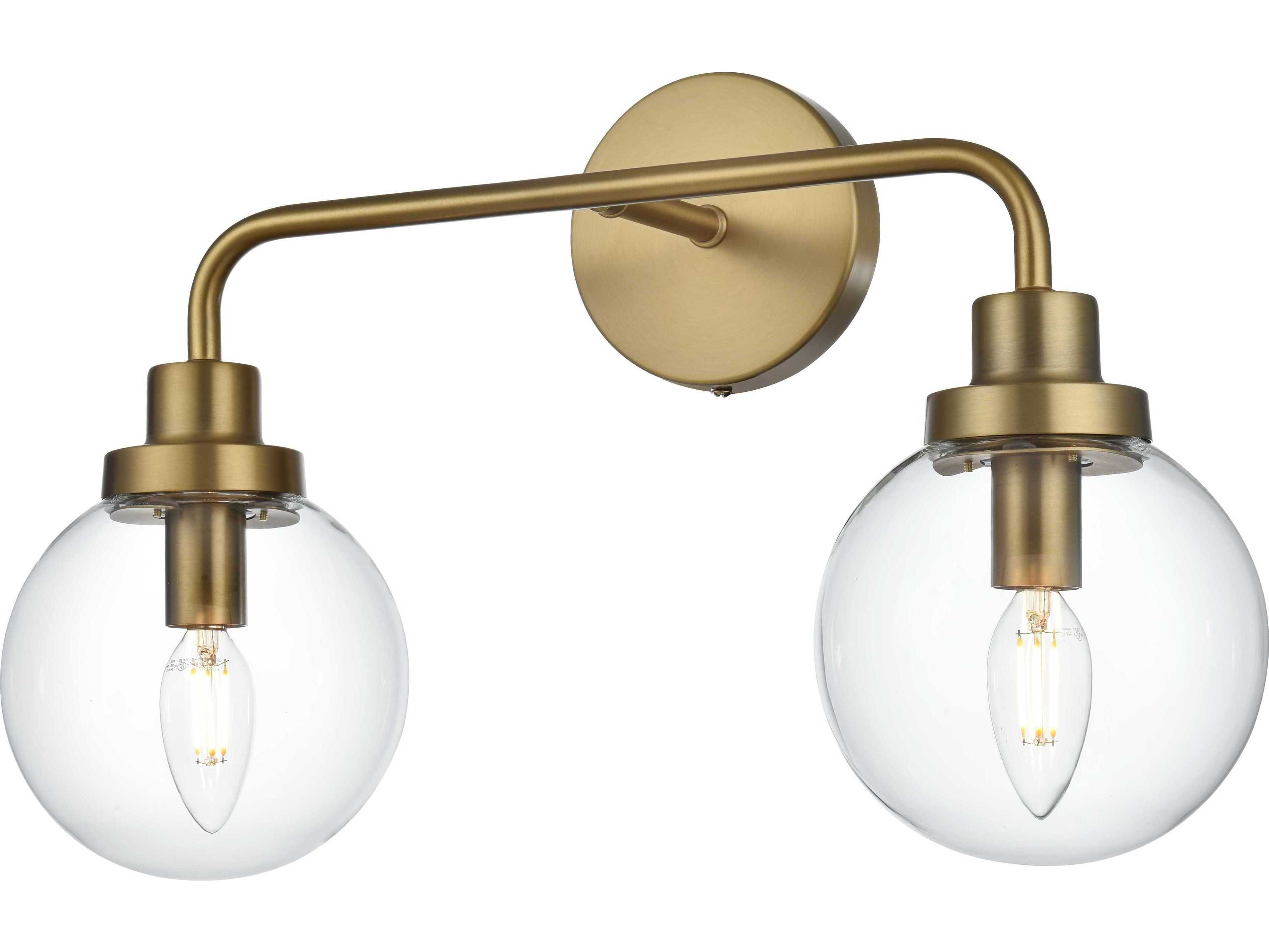 Elegant Lighting Hanson 2-Light Satin Gold Vanity Light