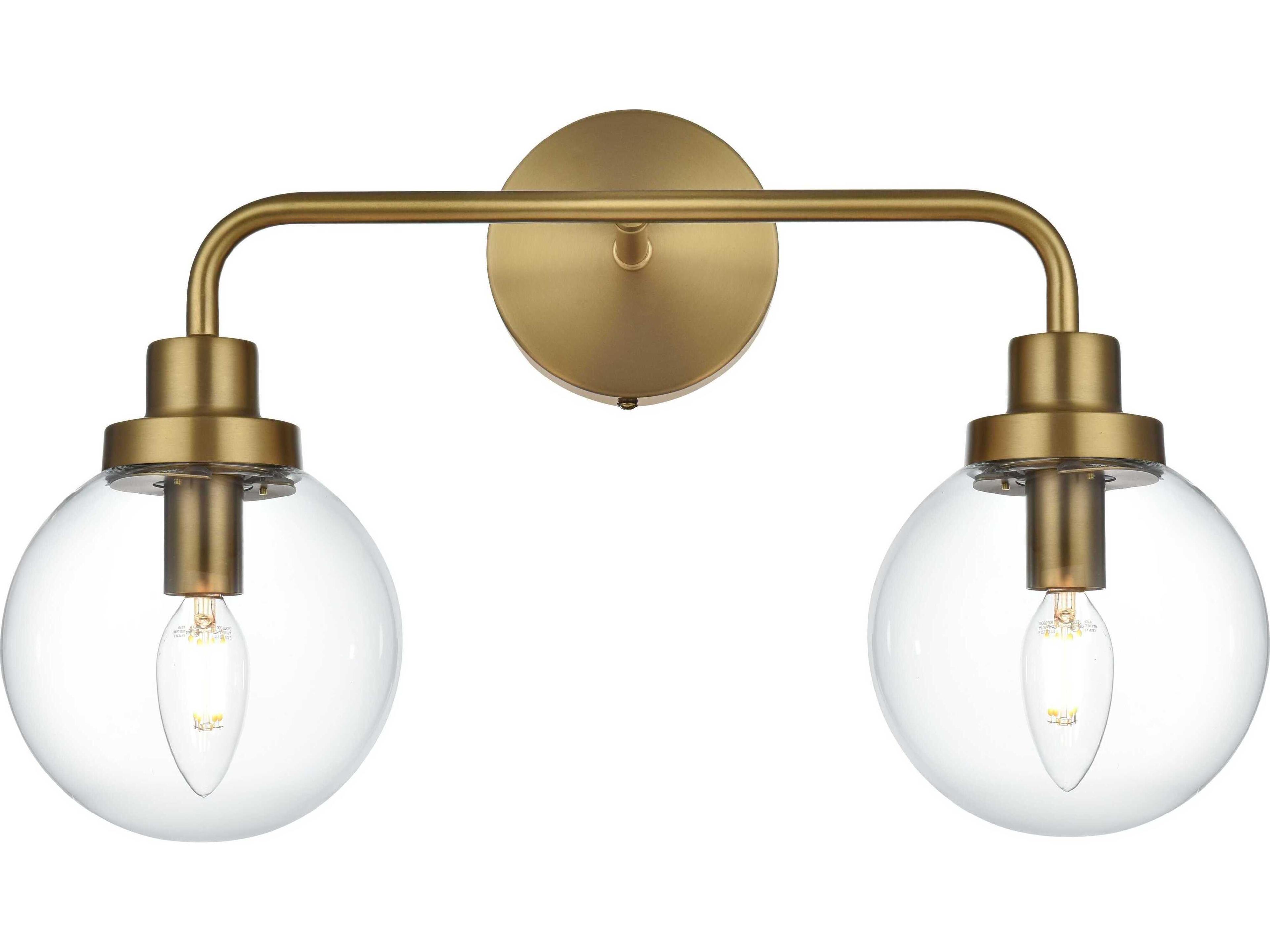 Elegant Lighting Hanson 2-Light Satin Gold Vanity Light