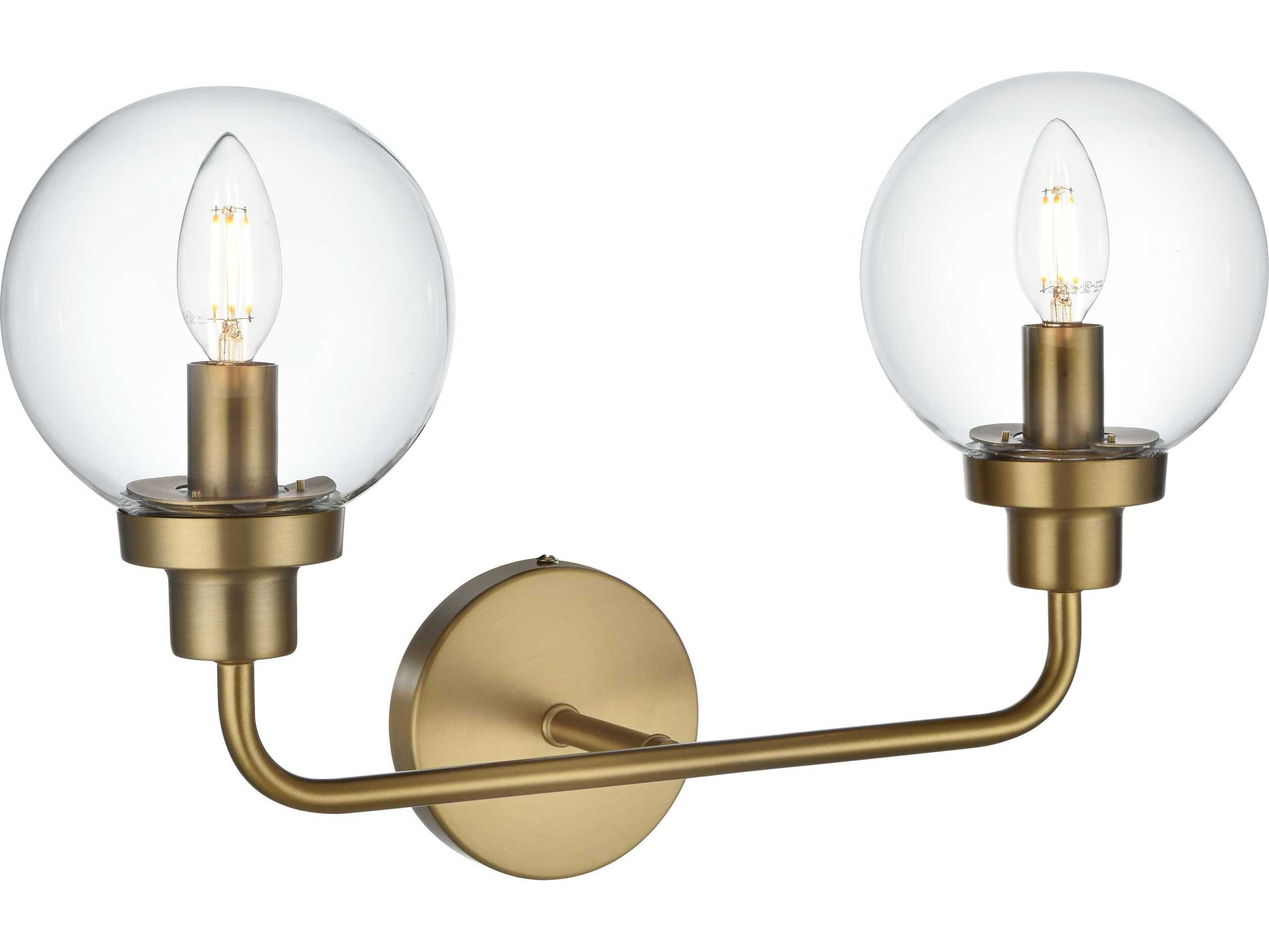 Elegant Lighting Hanson 2-Light Satin Gold Vanity Light