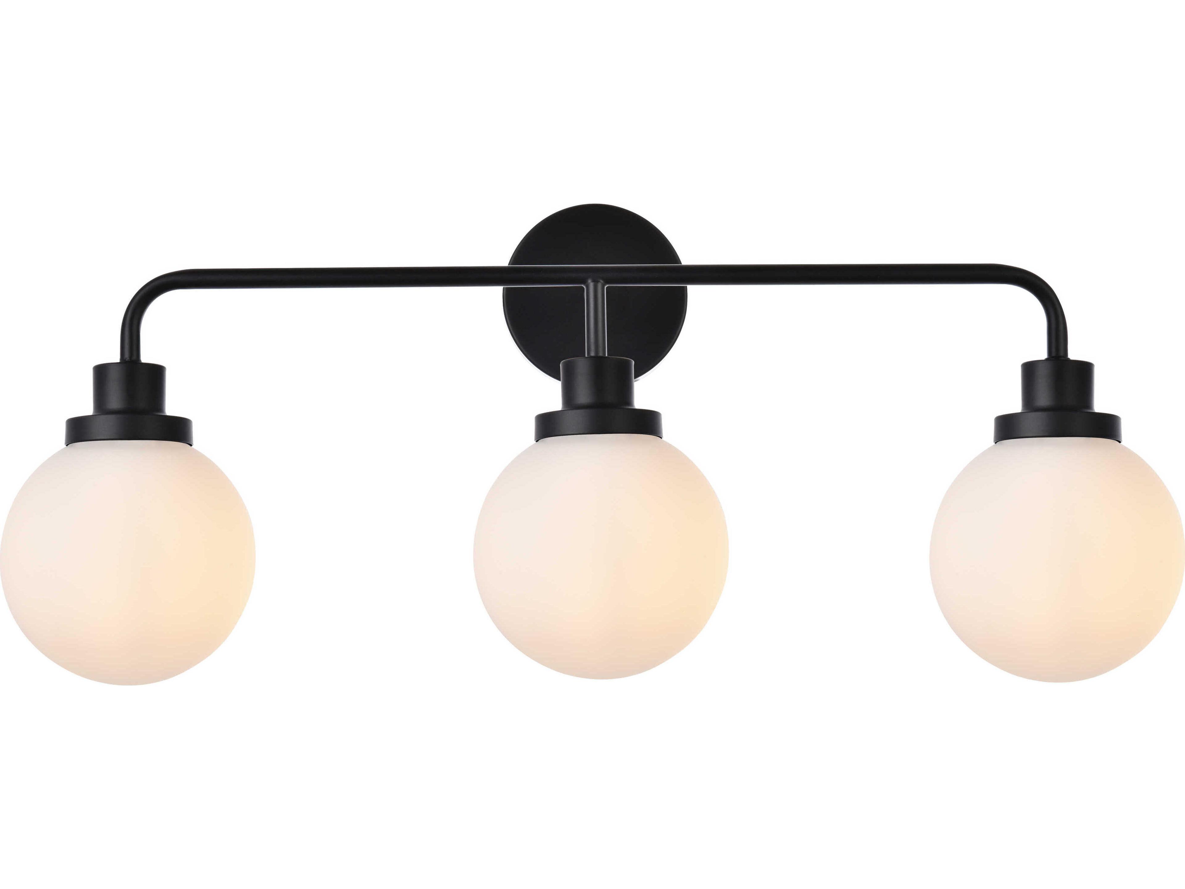 Elegant Lighting Hanson 3-Light Black And Frosted Shade Glass Vanity Light