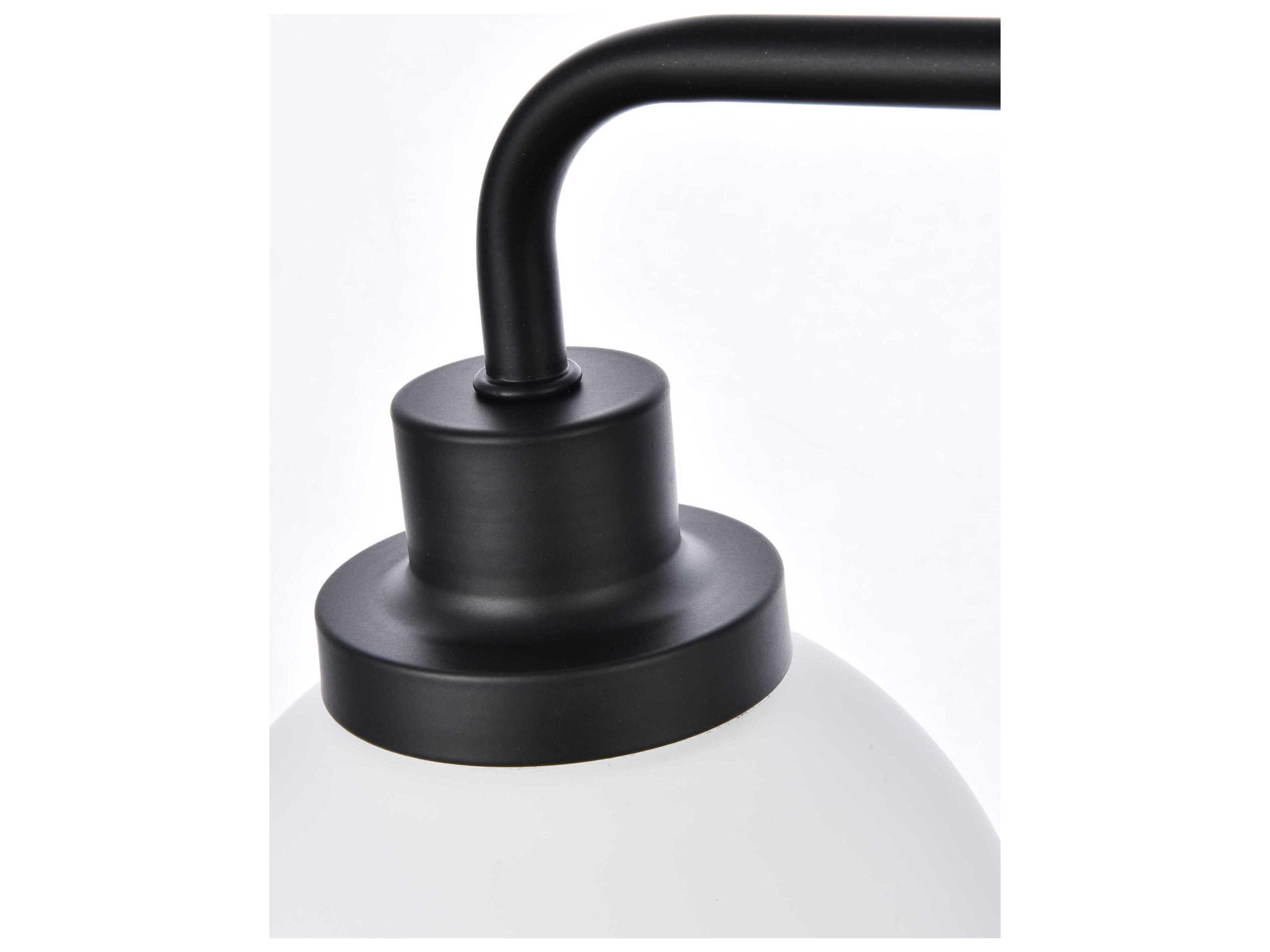 Elegant Lighting Hanson 3-Light Black And Frosted Shade Glass Vanity Light