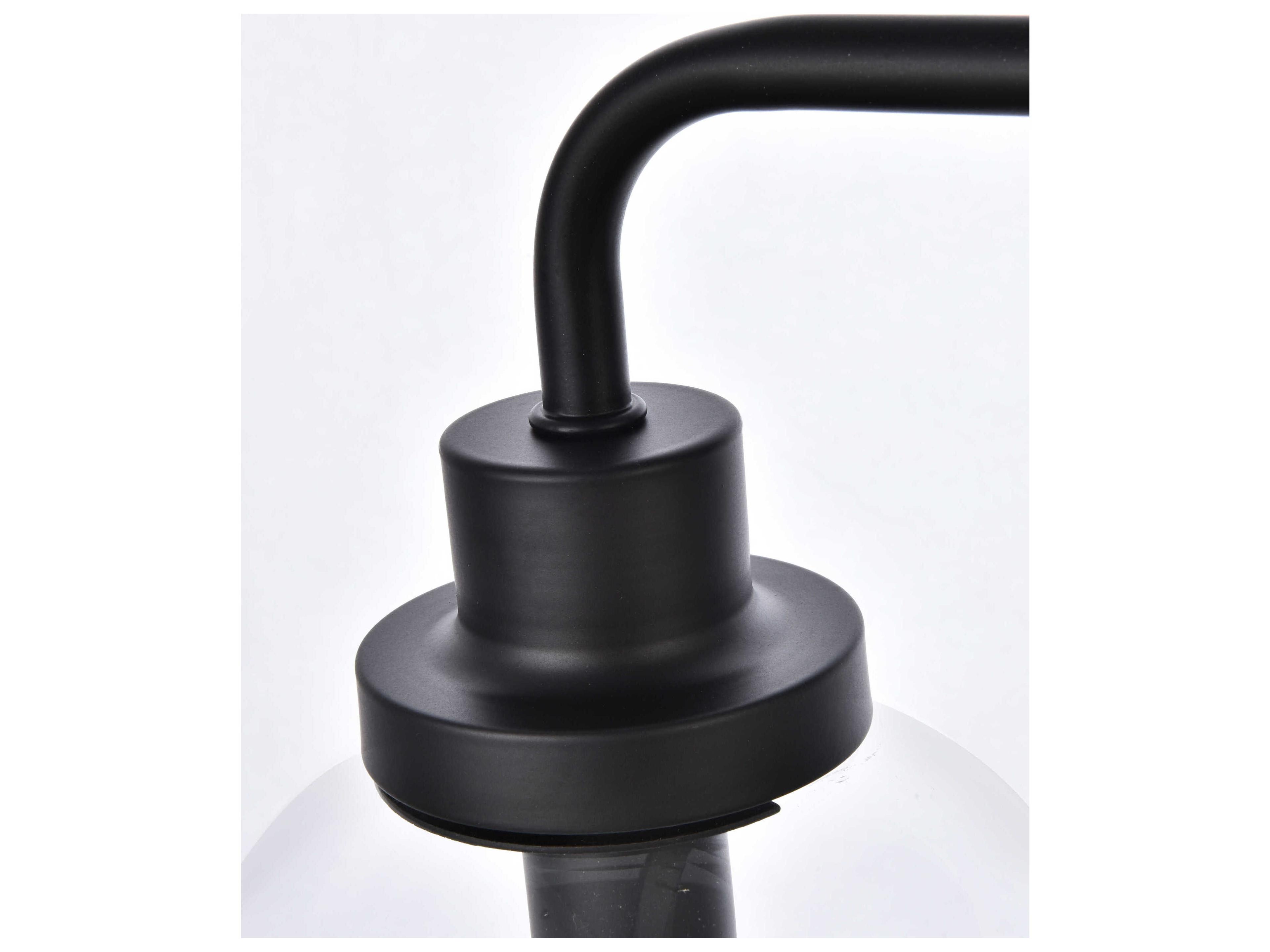 Elegant Lighting Hanson 3-Light Black And Clear Shade Glass Vanity Light